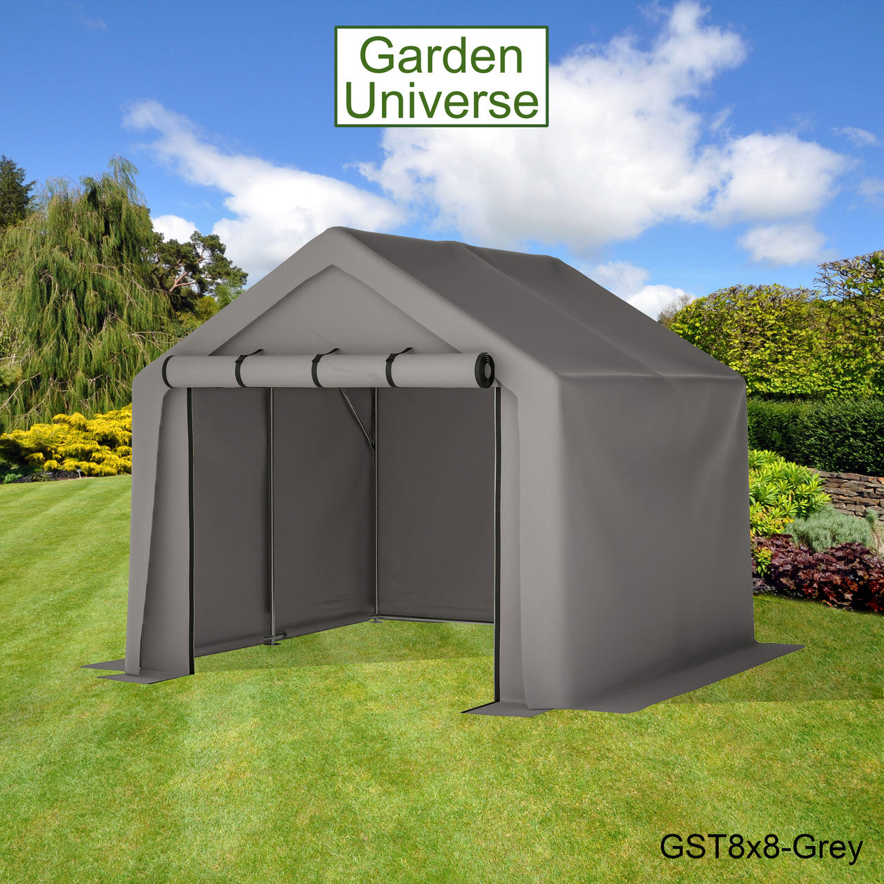 Storage Tent 8' x 8' Bike Store Motorbike Log Wheelie Bin Store GST8x8-Grey