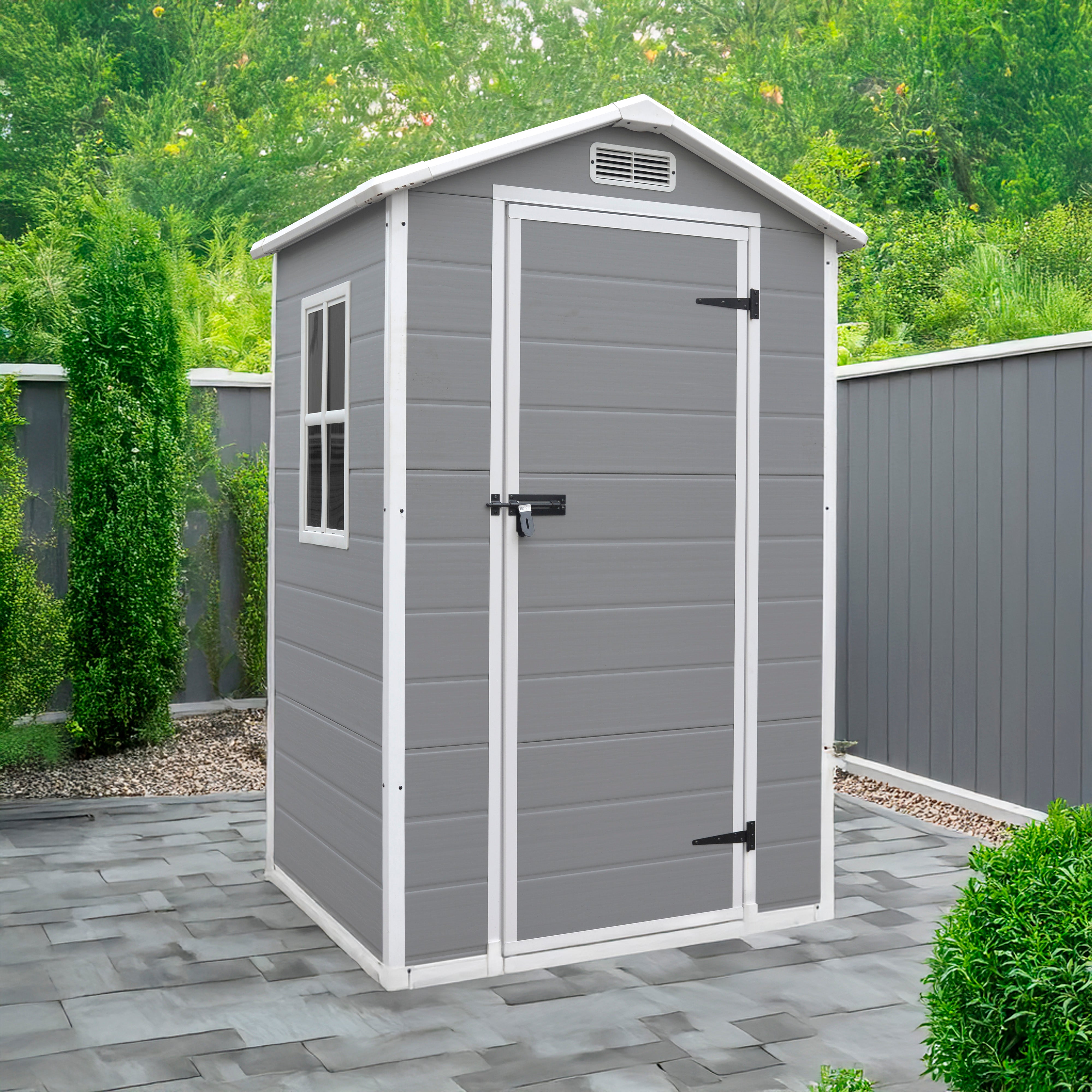 Garden Universe Plastic Garden Shed 4' x 3' Apex Roof Garden Storage Tool Store PS01