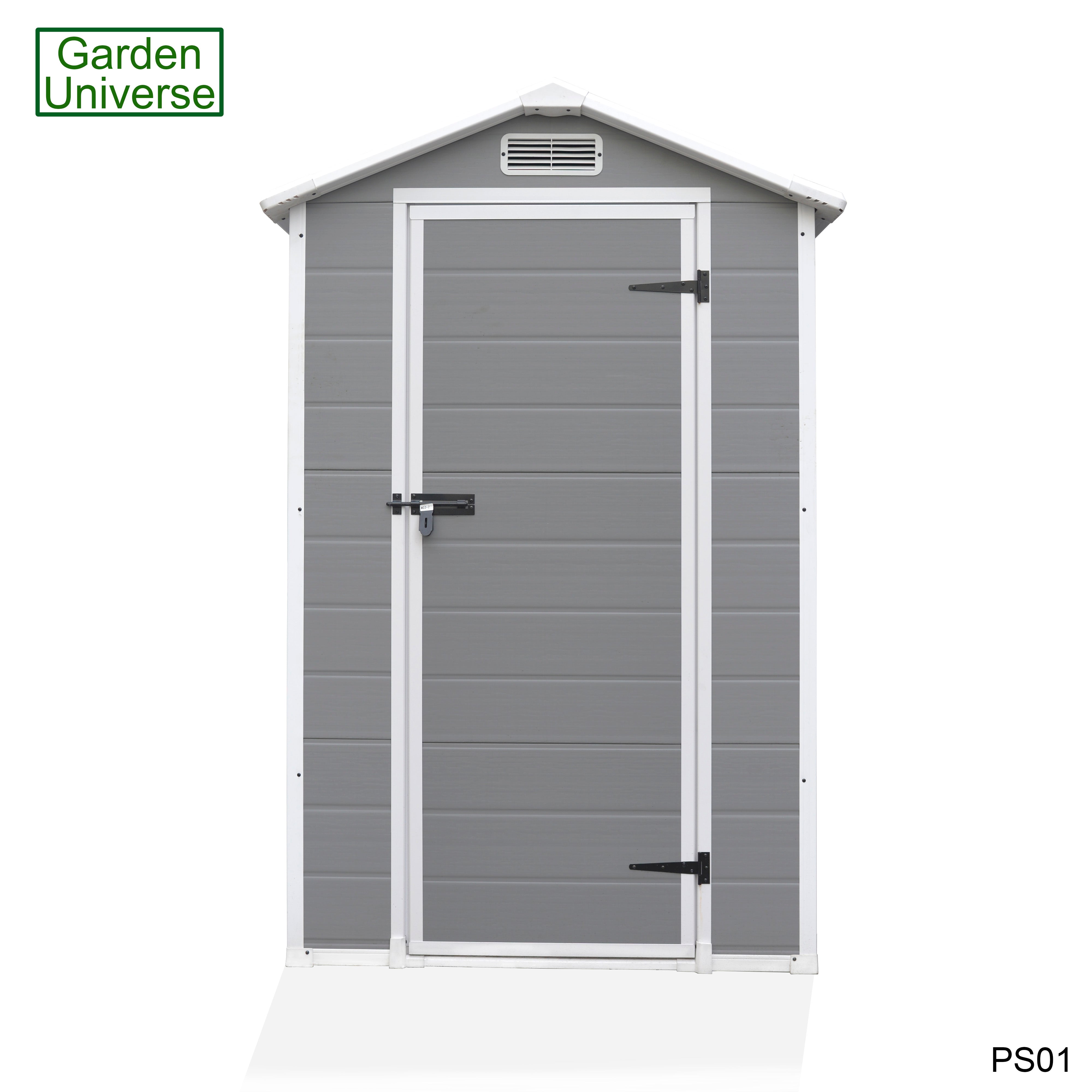 Garden Universe Plastic Garden Shed 4' x 3' Apex Roof Garden Storage Tool Store PS01
