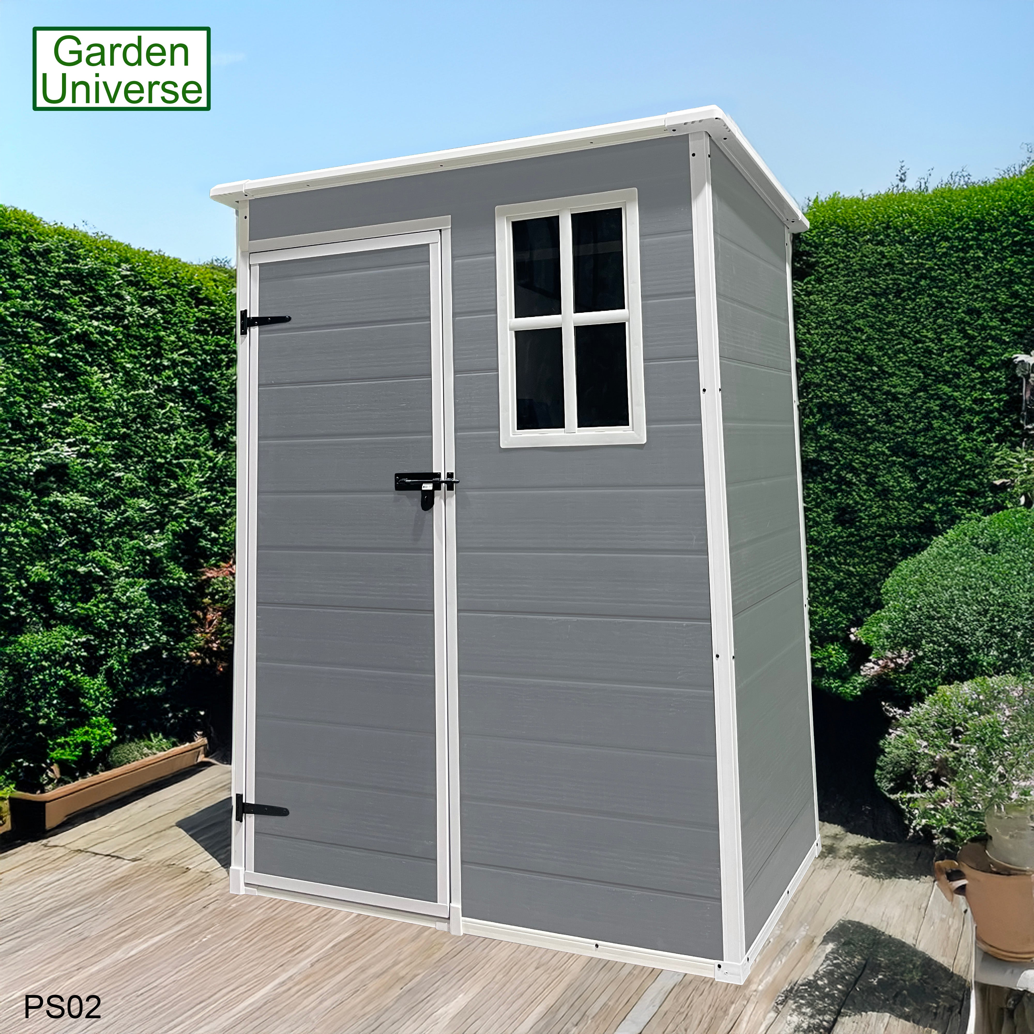 Garden Universe Plastic Garden Shed 5' x 3' Pent Roof Garden Storage Tool Store PS02