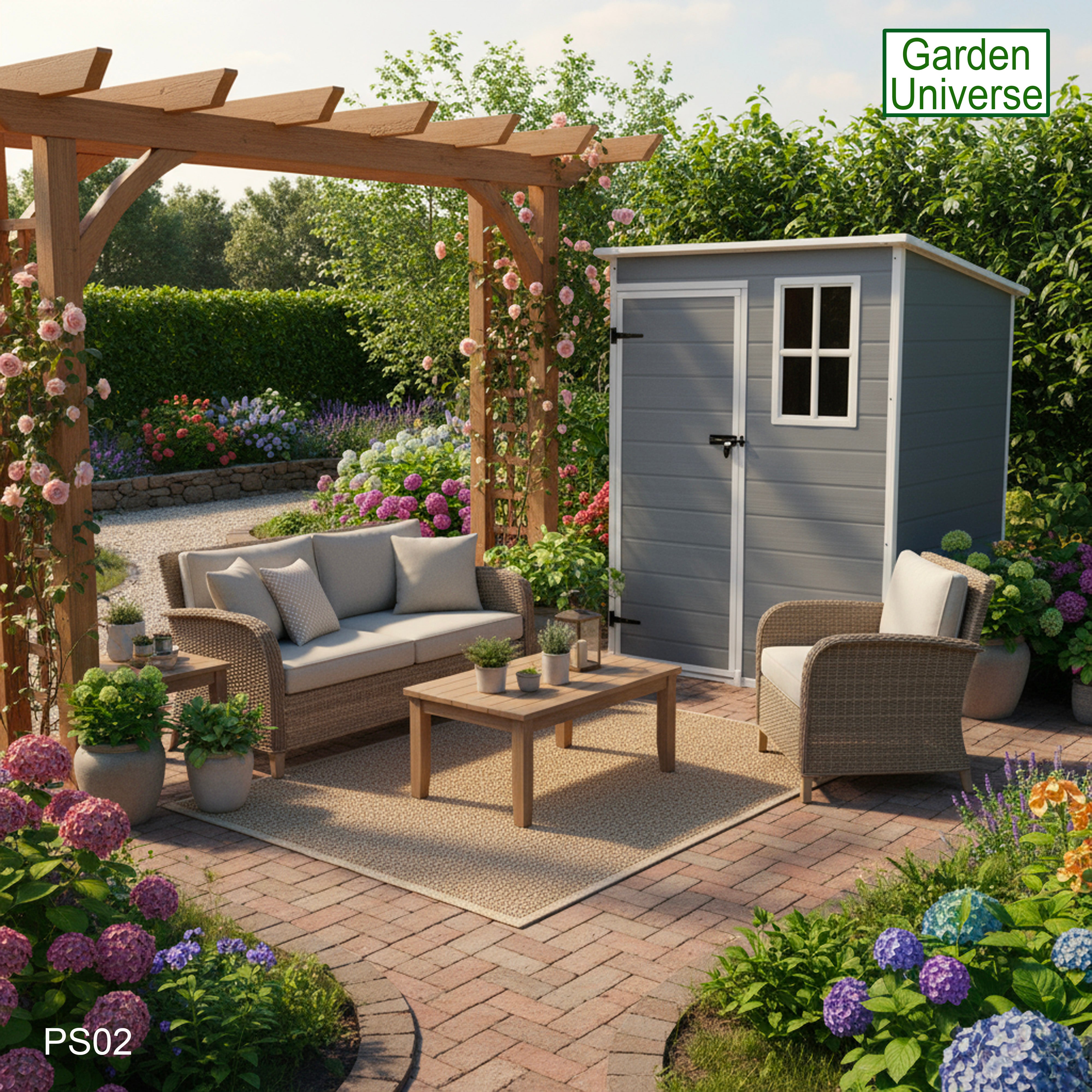 Garden Universe Plastic Garden Shed 5' x 3' Pent Roof Garden Storage Tool Store PS02