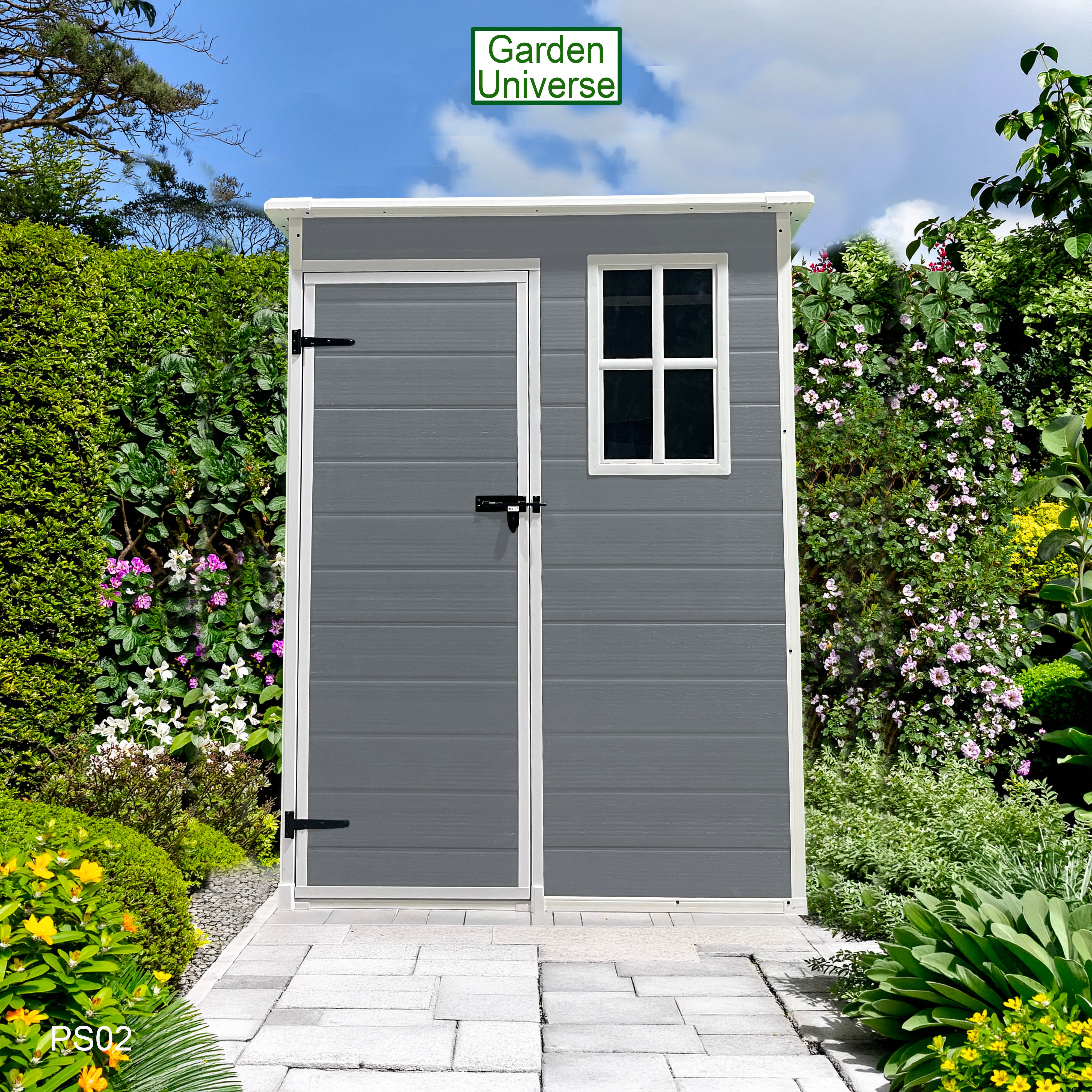 Garden Universe Plastic Garden Shed 5' x 3' Pent Roof Garden Storage Tool Store PS02
