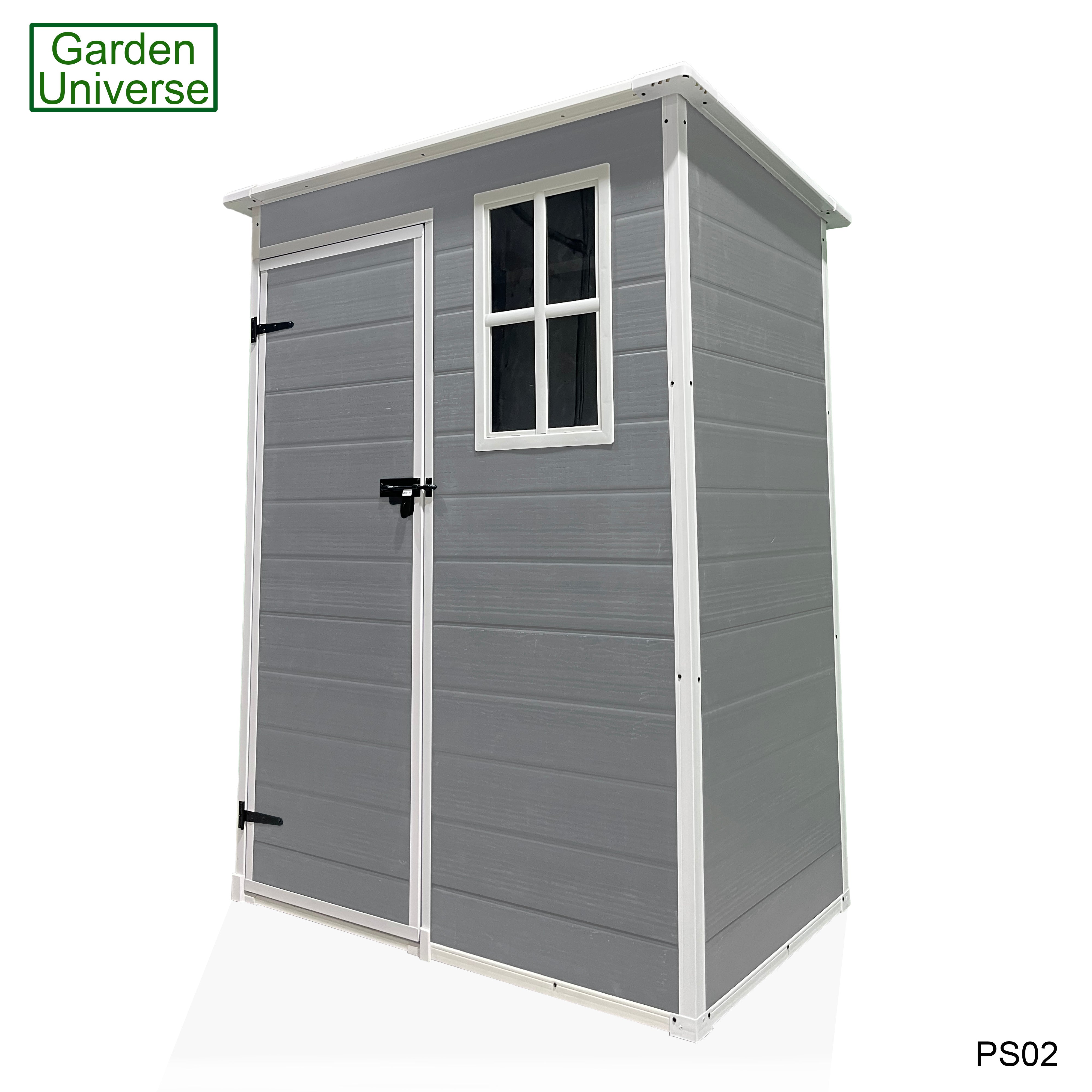 Garden Universe Plastic Garden Shed 5' x 3' Pent Roof Garden Storage Tool Store PS02