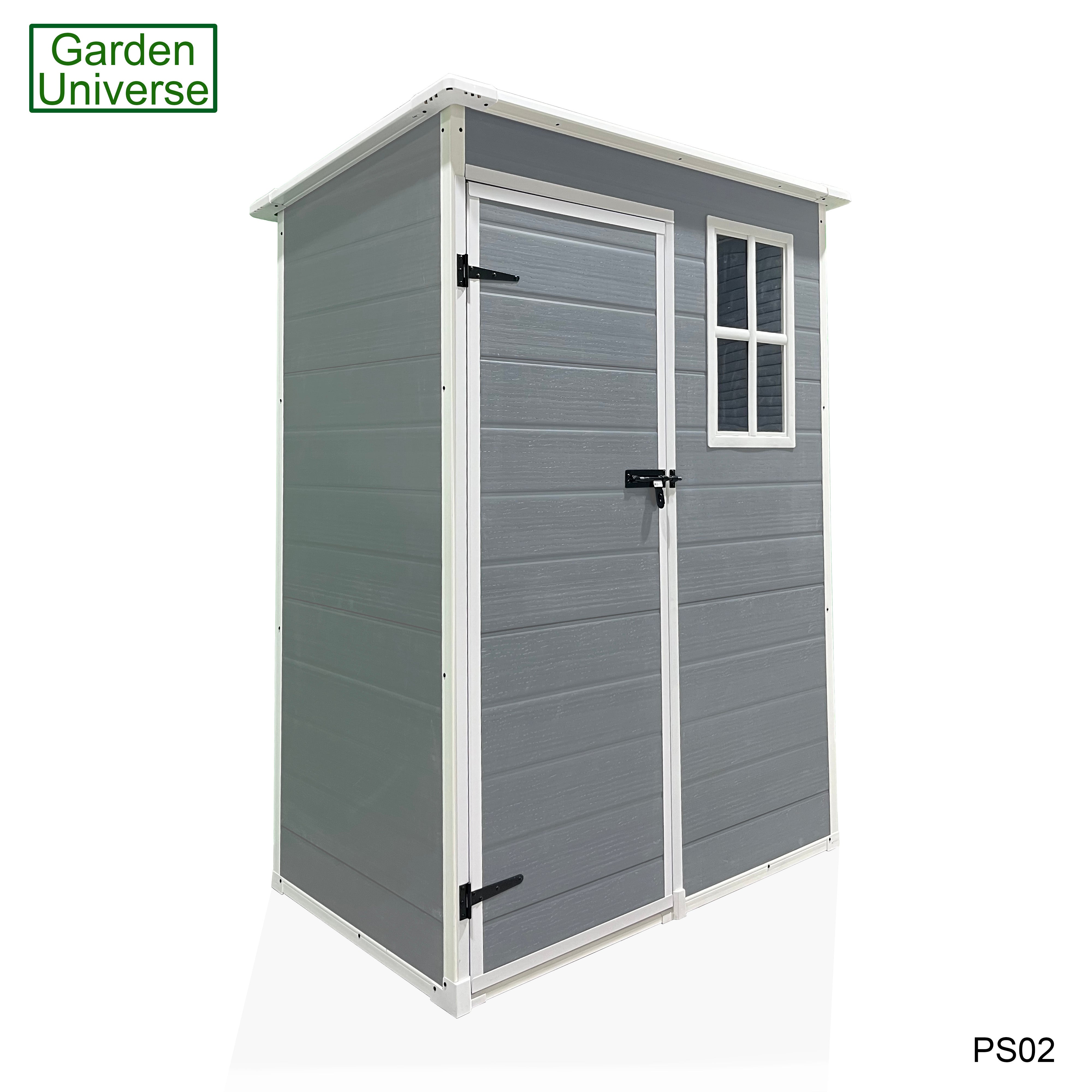 Garden Universe Plastic Garden Shed 5' x 3' Pent Roof Garden Storage Tool Store PS02