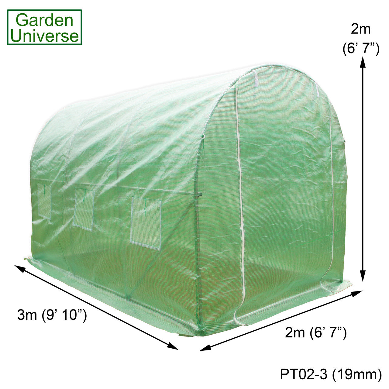 Polytunnel 2m x 3m with 19mm Galvanised Steel Frame PT02-3 (19mm)