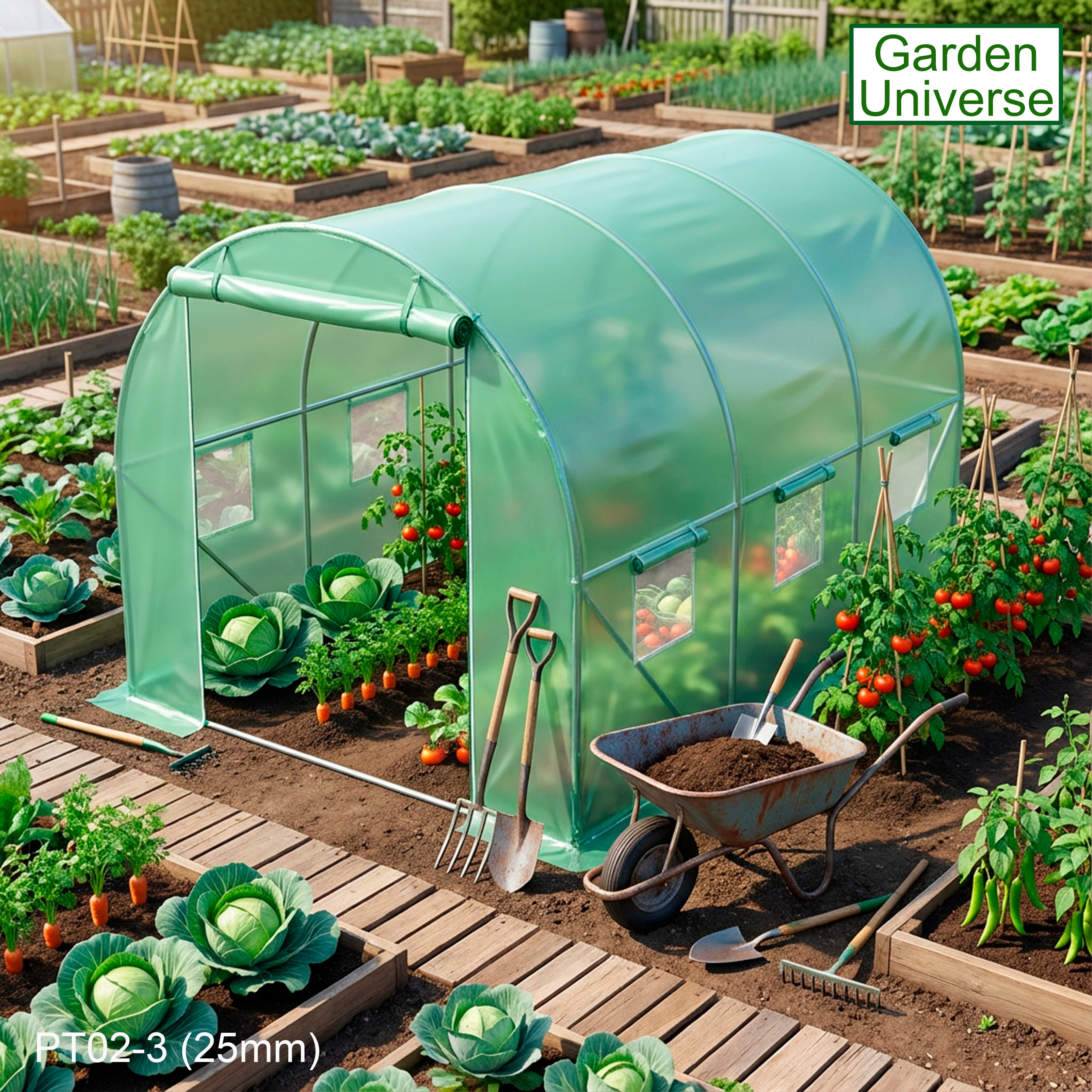 Polytunnel 2m x 3m with 25mm Galvanised Steel Frame PT02-3 (25mm)