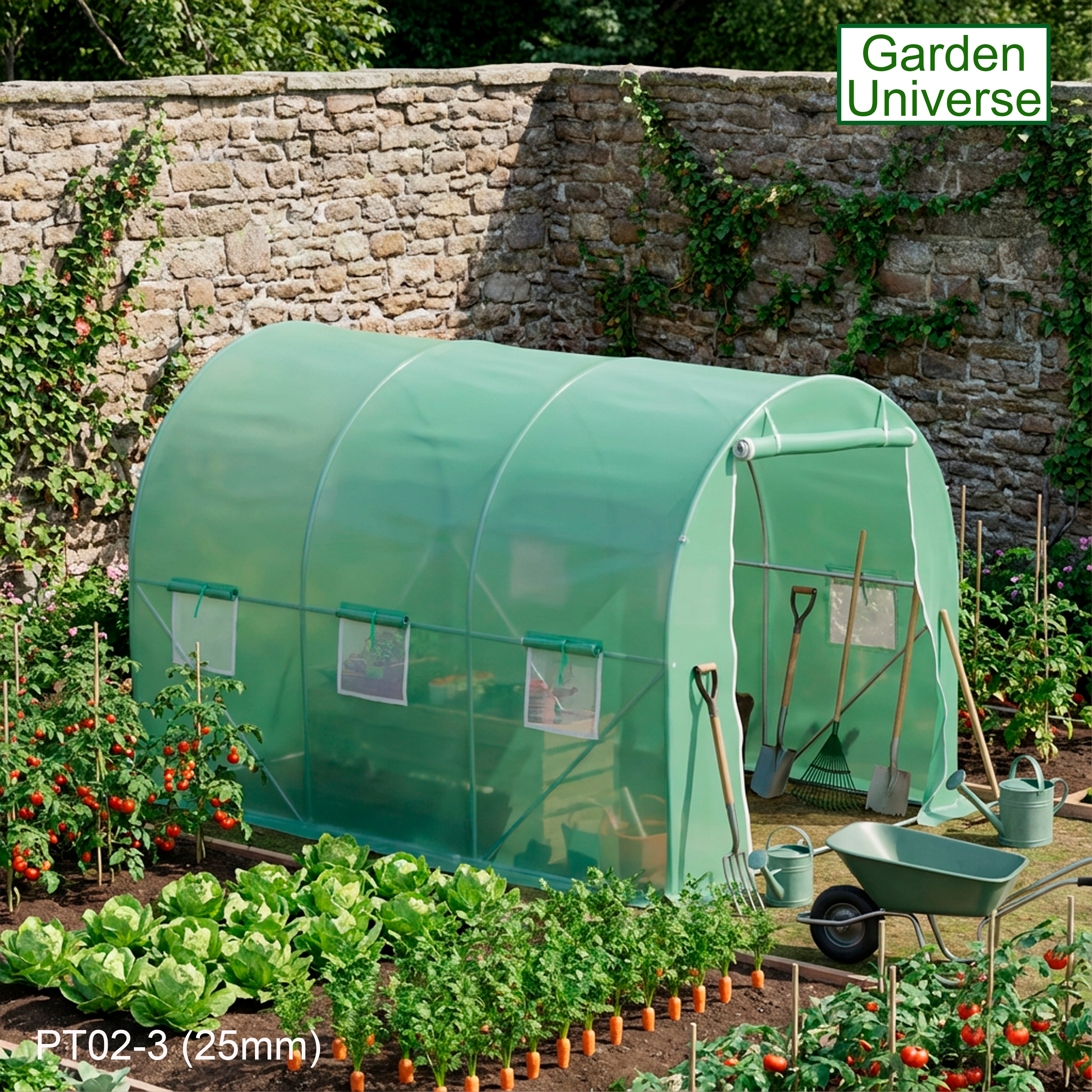 Polytunnel 2m x 3m with 25mm Galvanised Steel Frame PT02-3 (25mm)