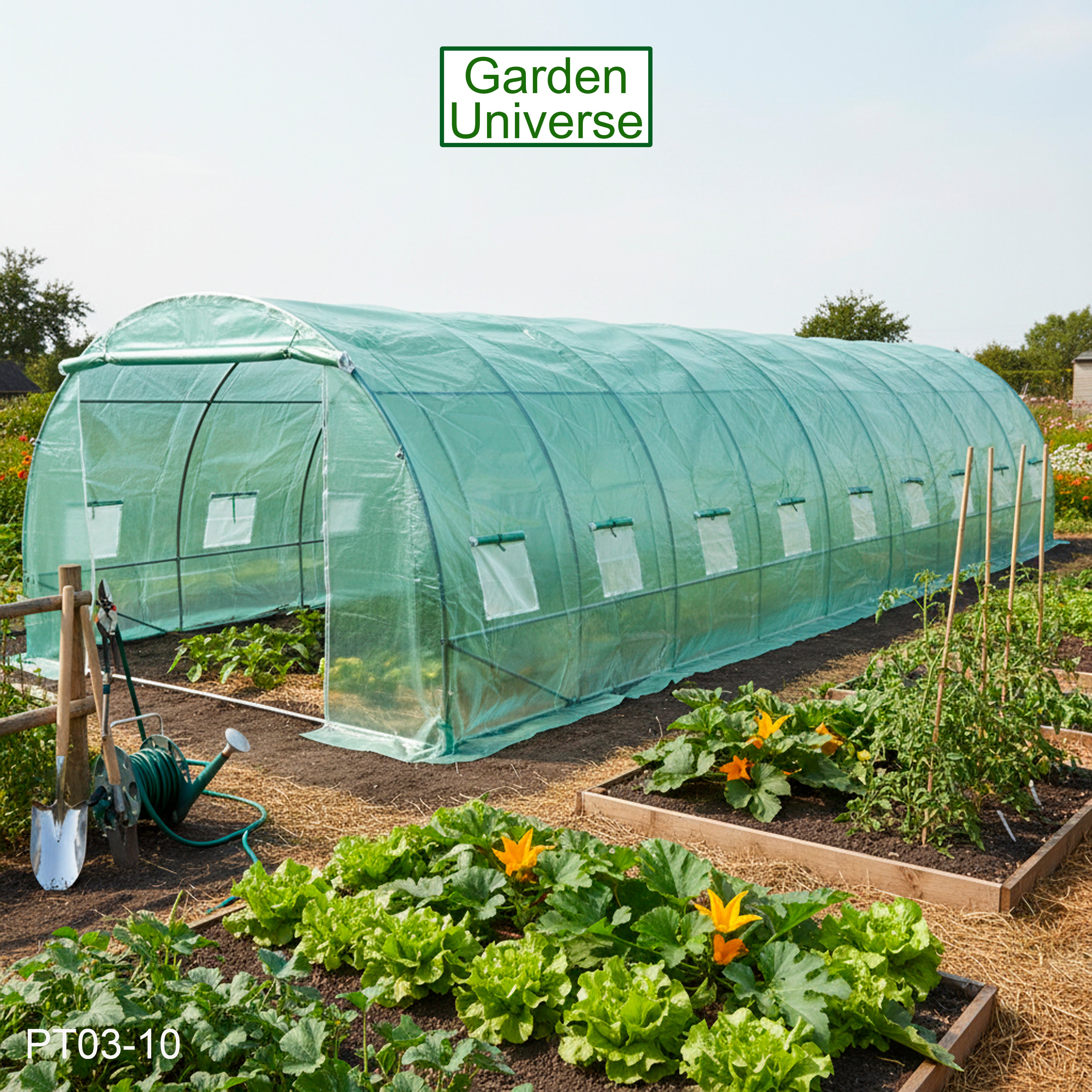 Polytunnel 3m x 10m with 25mm Galvanised Steel Frame PT03-10