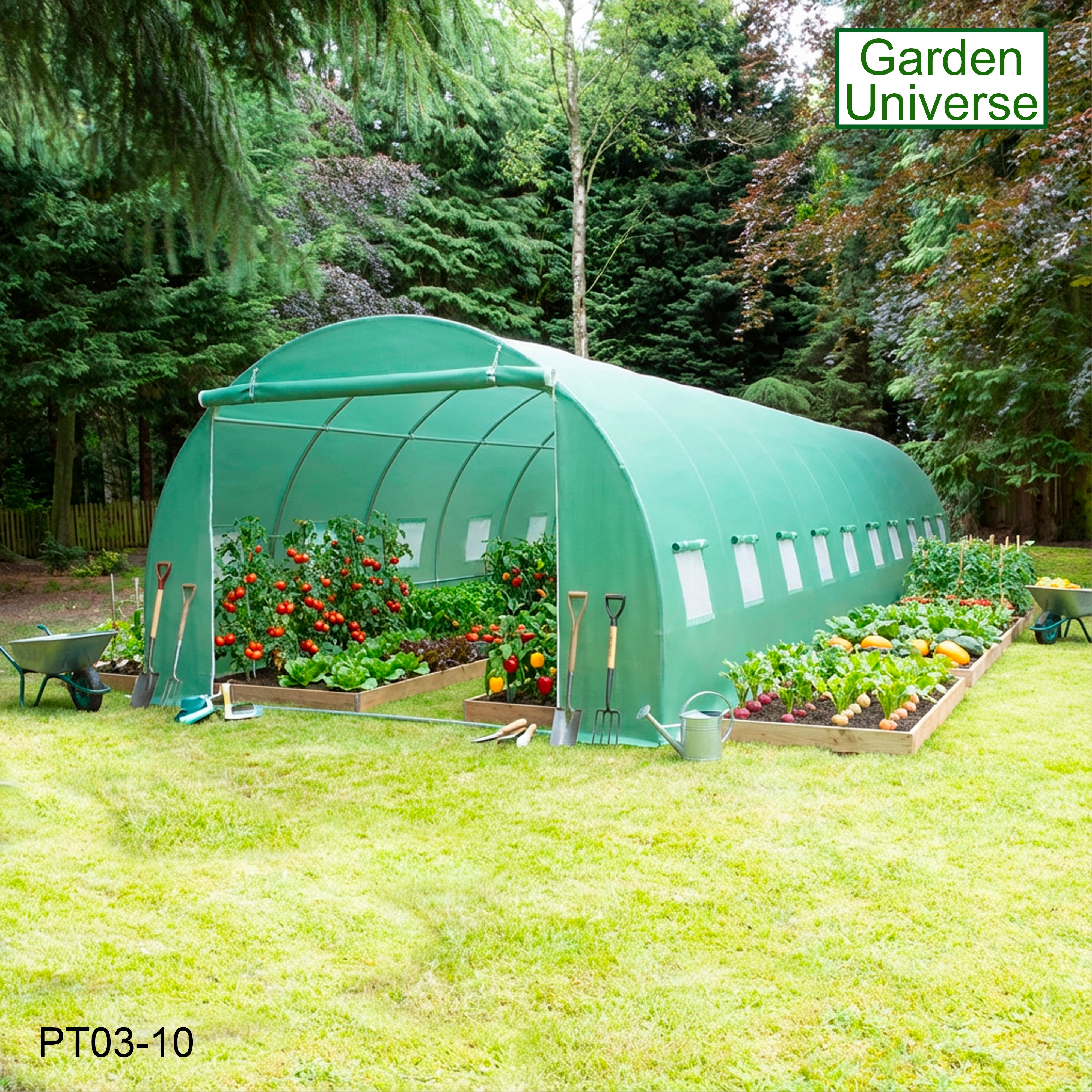 Polytunnel 3m x 10m with 25mm Galvanised Steel Frame PT03-10