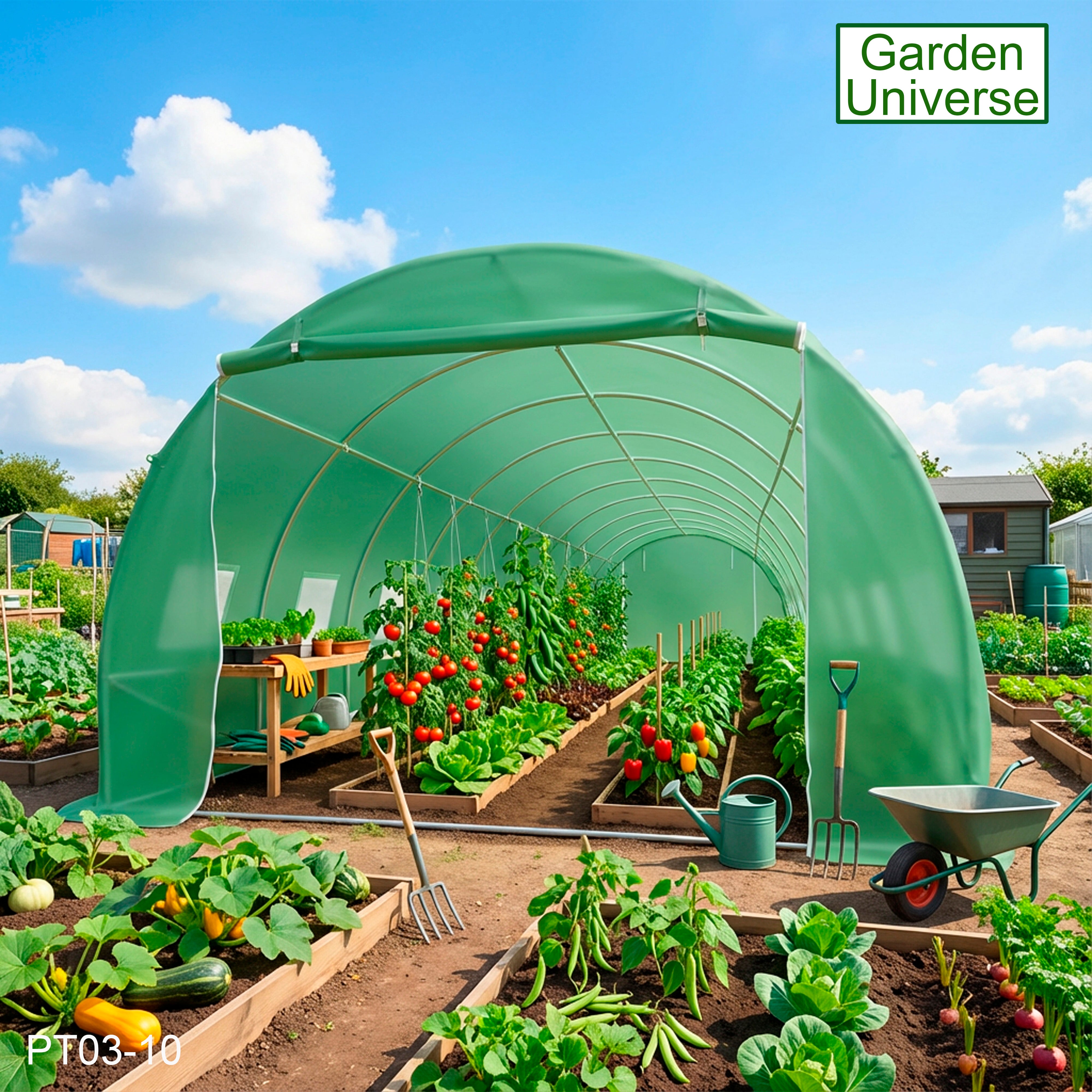Polytunnel 3m x 10m with 25mm Galvanised Steel Frame PT03-10