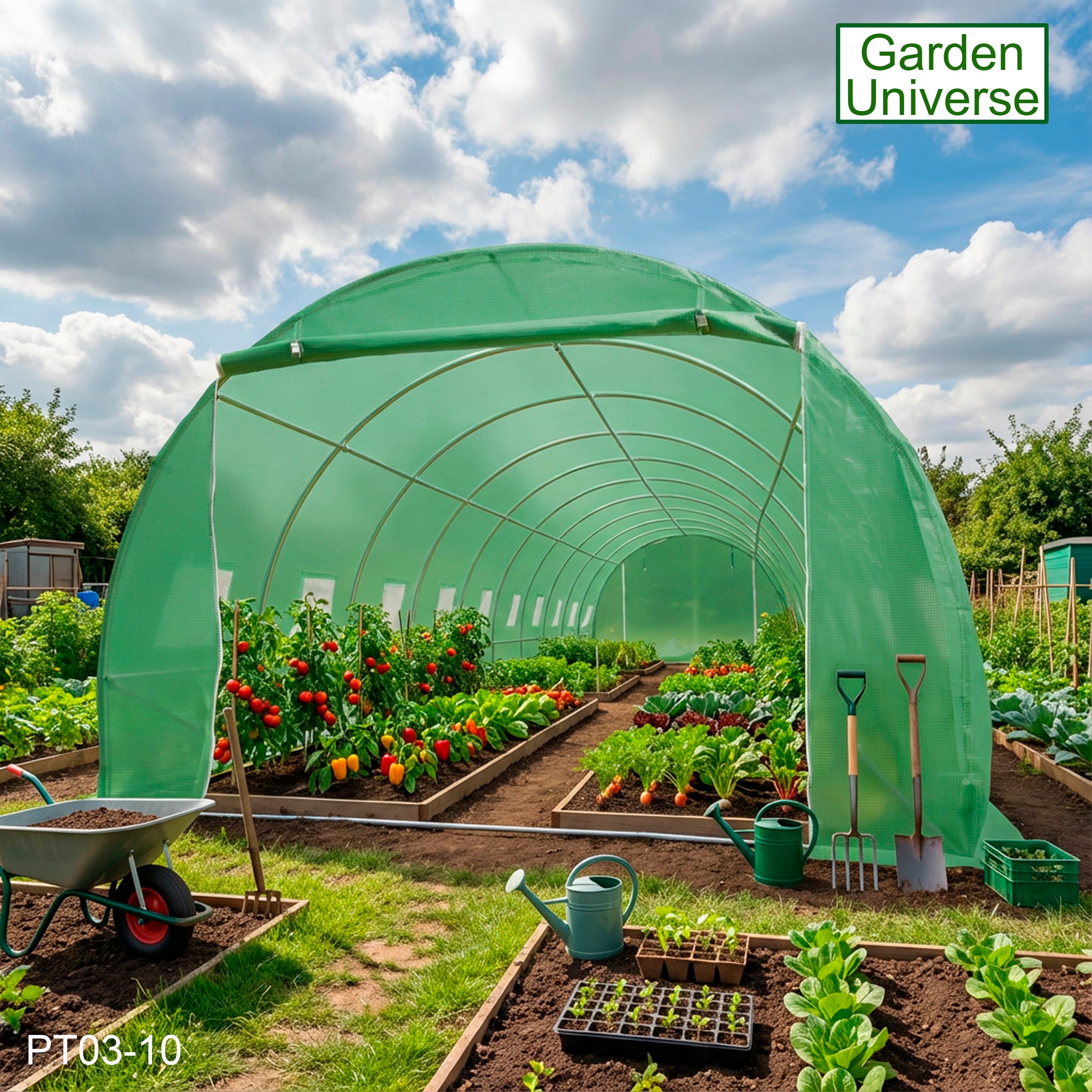 Polytunnel 3m x 10m with 25mm Galvanised Steel Frame PT03-10