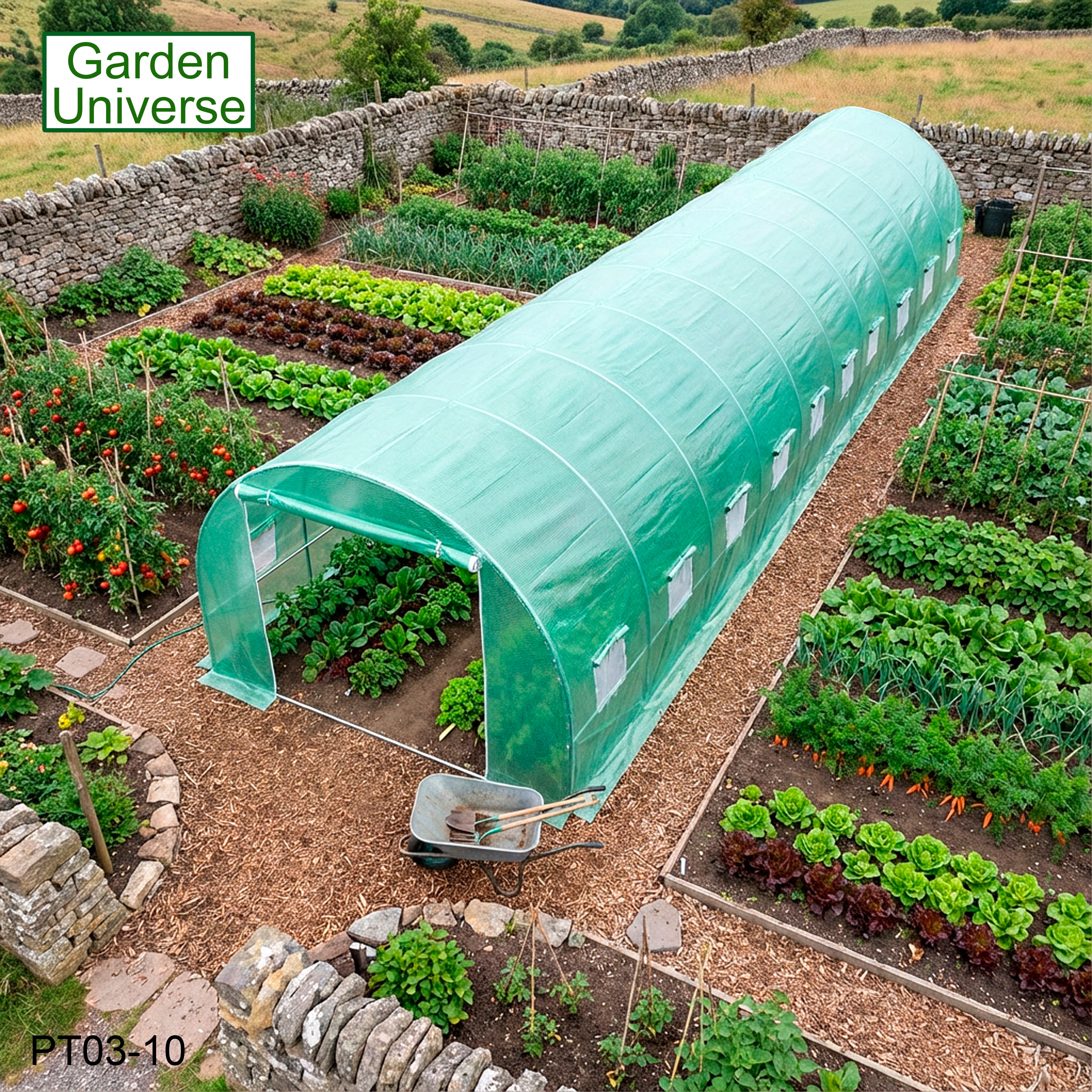 Polytunnel 3m x 10m with 25mm Galvanised Steel Frame PT03-10