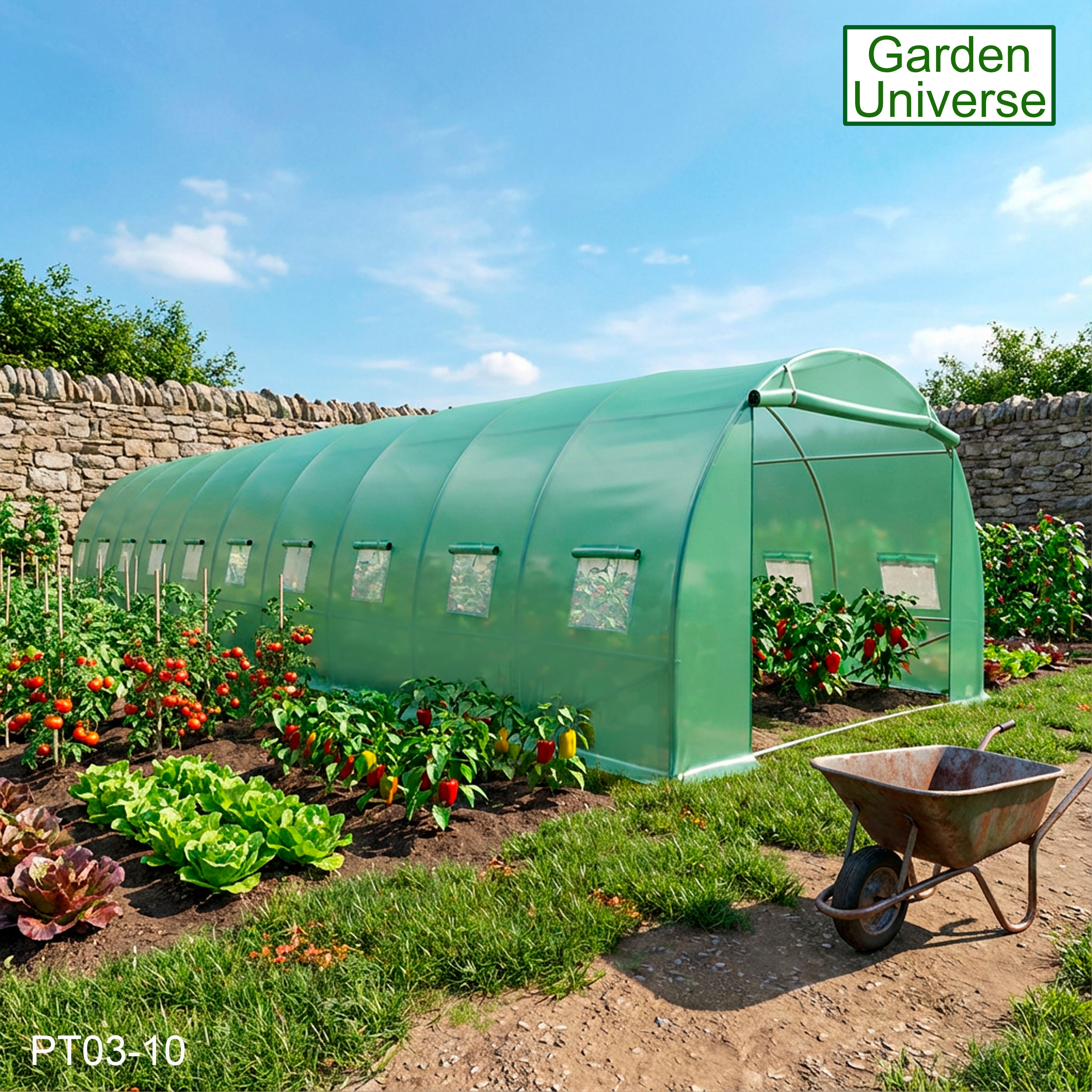 Polytunnel 3m x 10m with 25mm Galvanised Steel Frame PT03-10