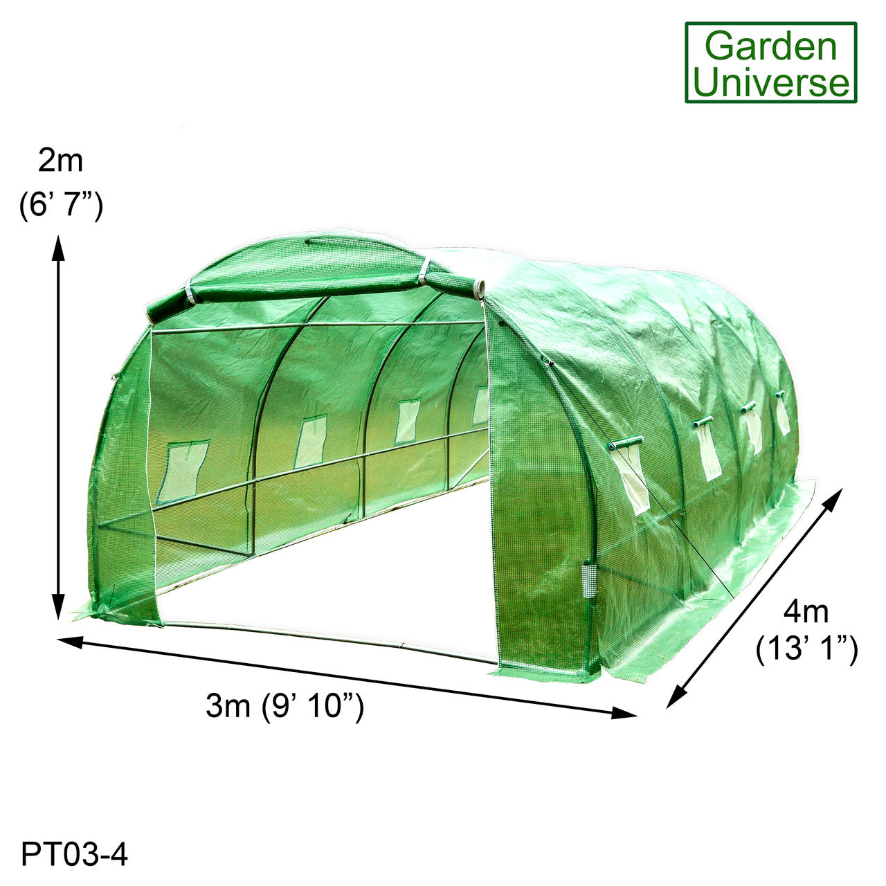 Polytunnel 3m x 4m with 25mm Galvanised Steel Frame PT03-4