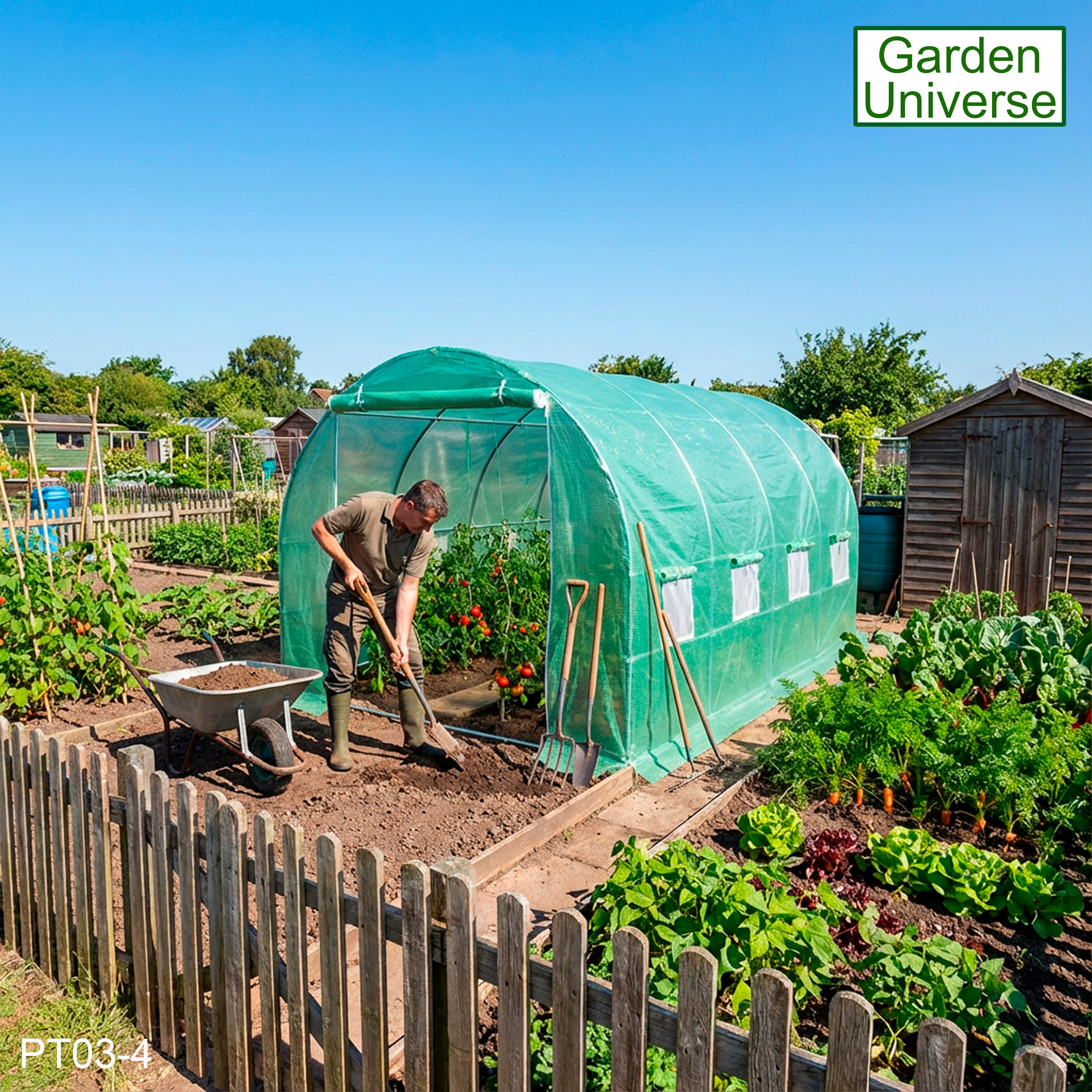 Polytunnel 3m x 4m with 25mm Galvanised Steel Frame PT03-4