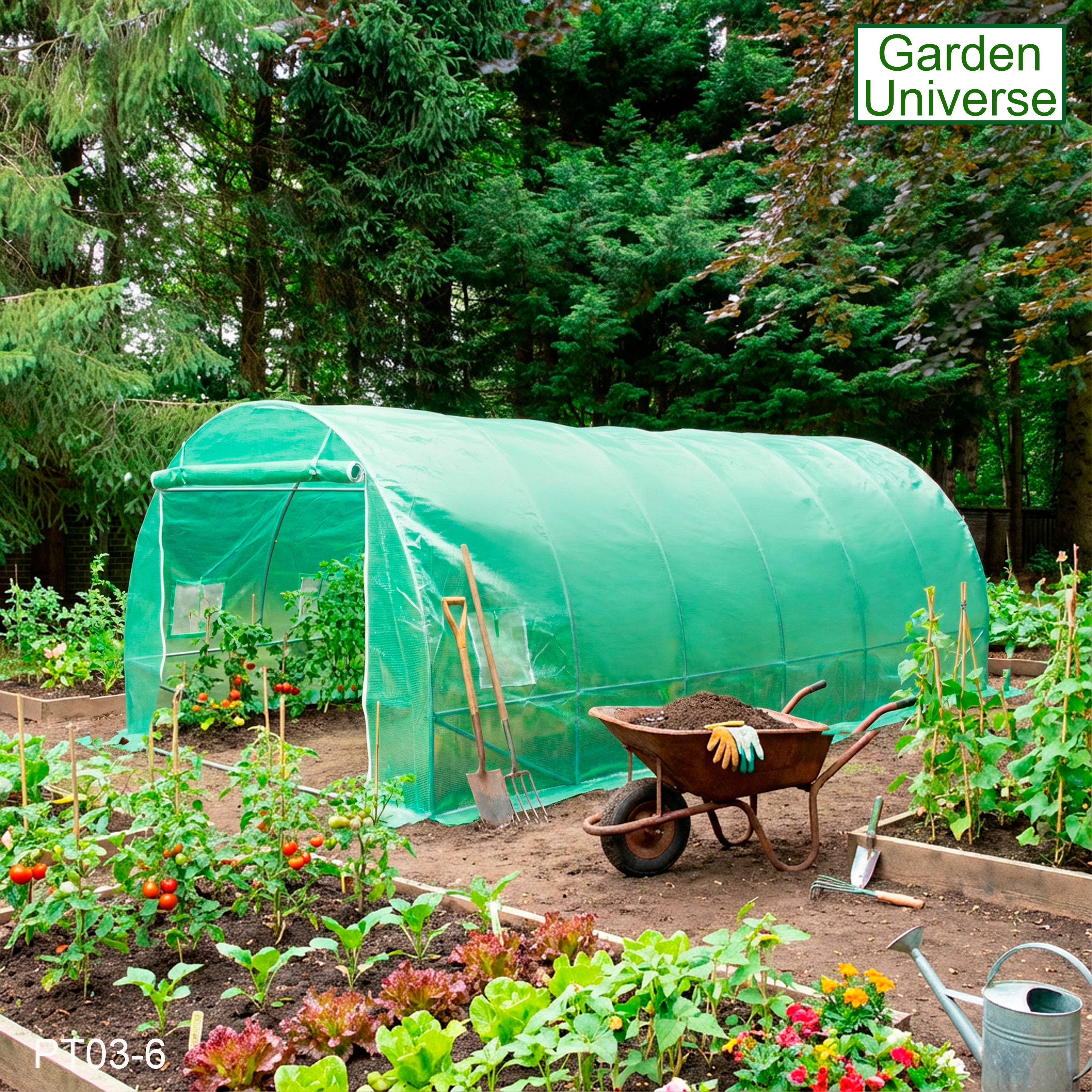 Polytunnel 3m x 6m with 25mm Galvanised Steel Frame PT03-6