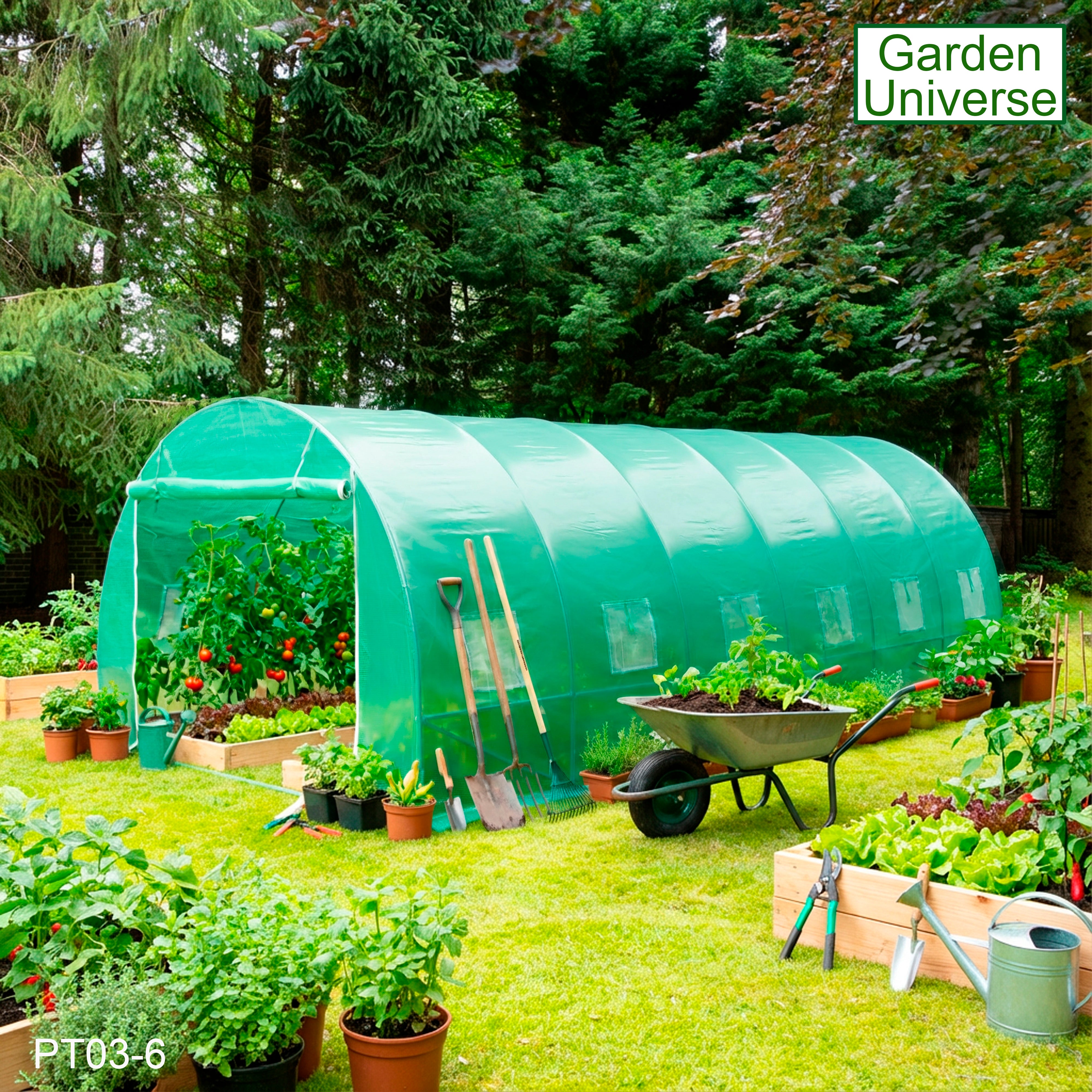 Polytunnel 3m x 6m with 25mm Galvanised Steel Frame PT03-6