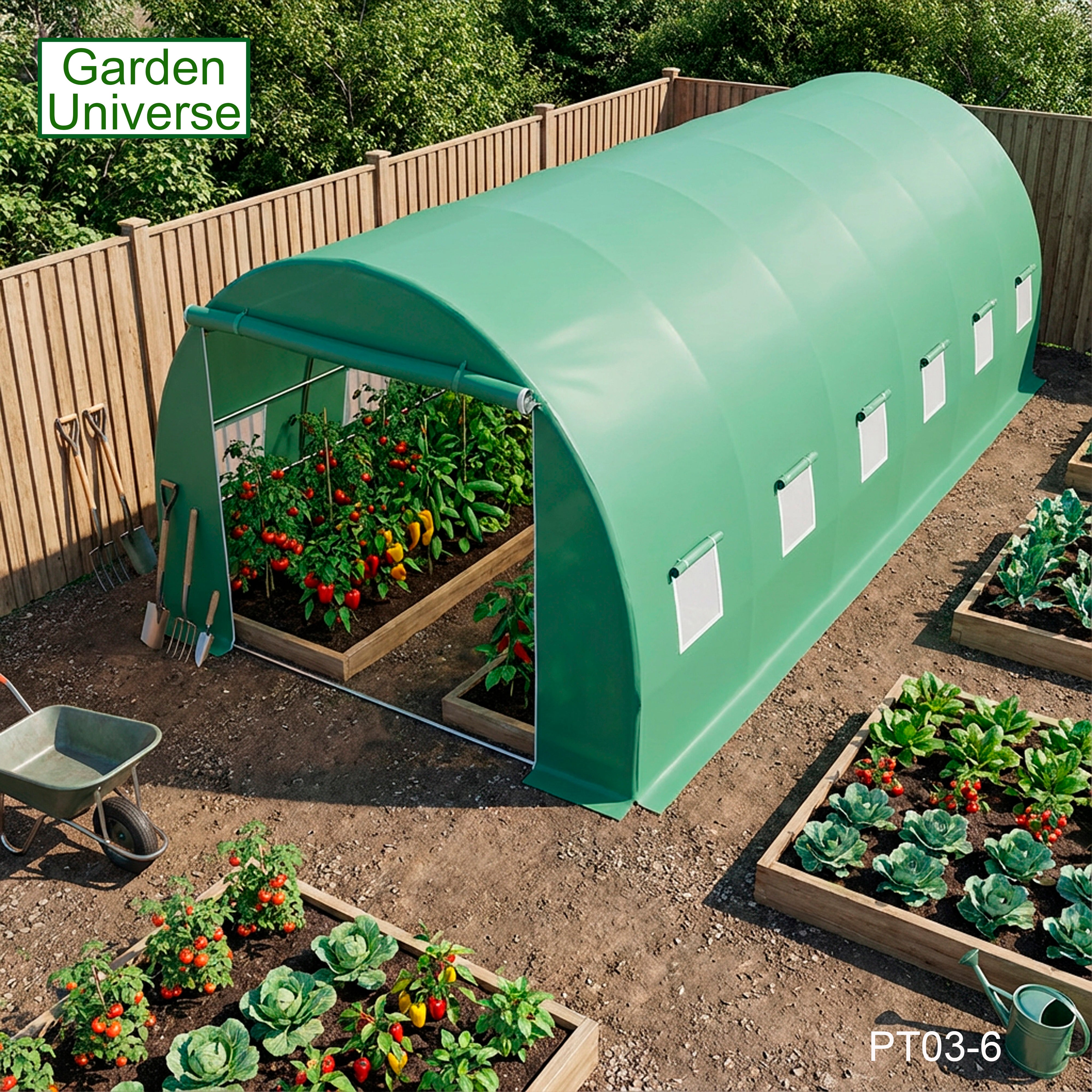 Polytunnel 3m x 6m with 25mm Galvanised Steel Frame PT03-6