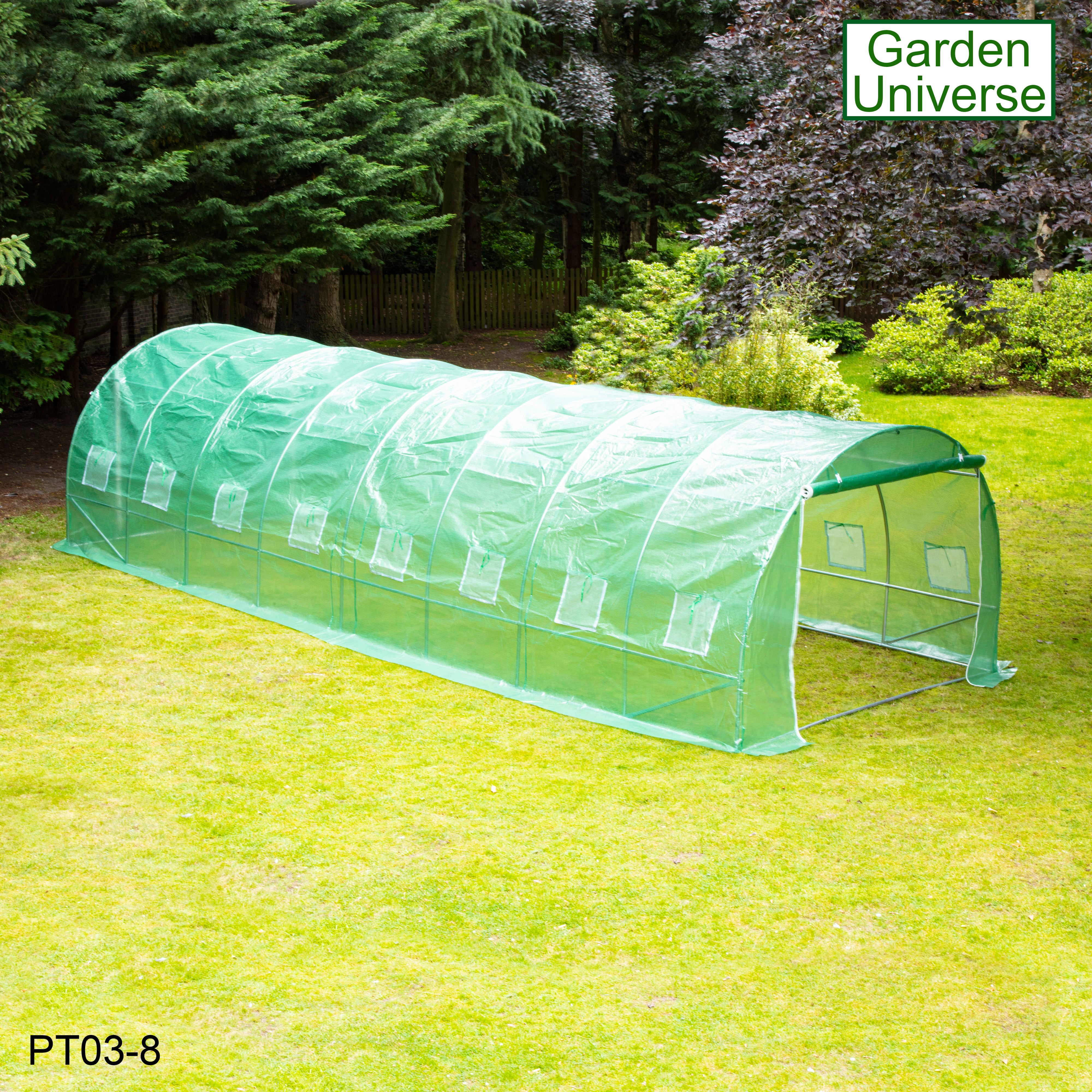 Polytunnel 3m x 8m with 25mm Galvanised Steel Frame PT03-8