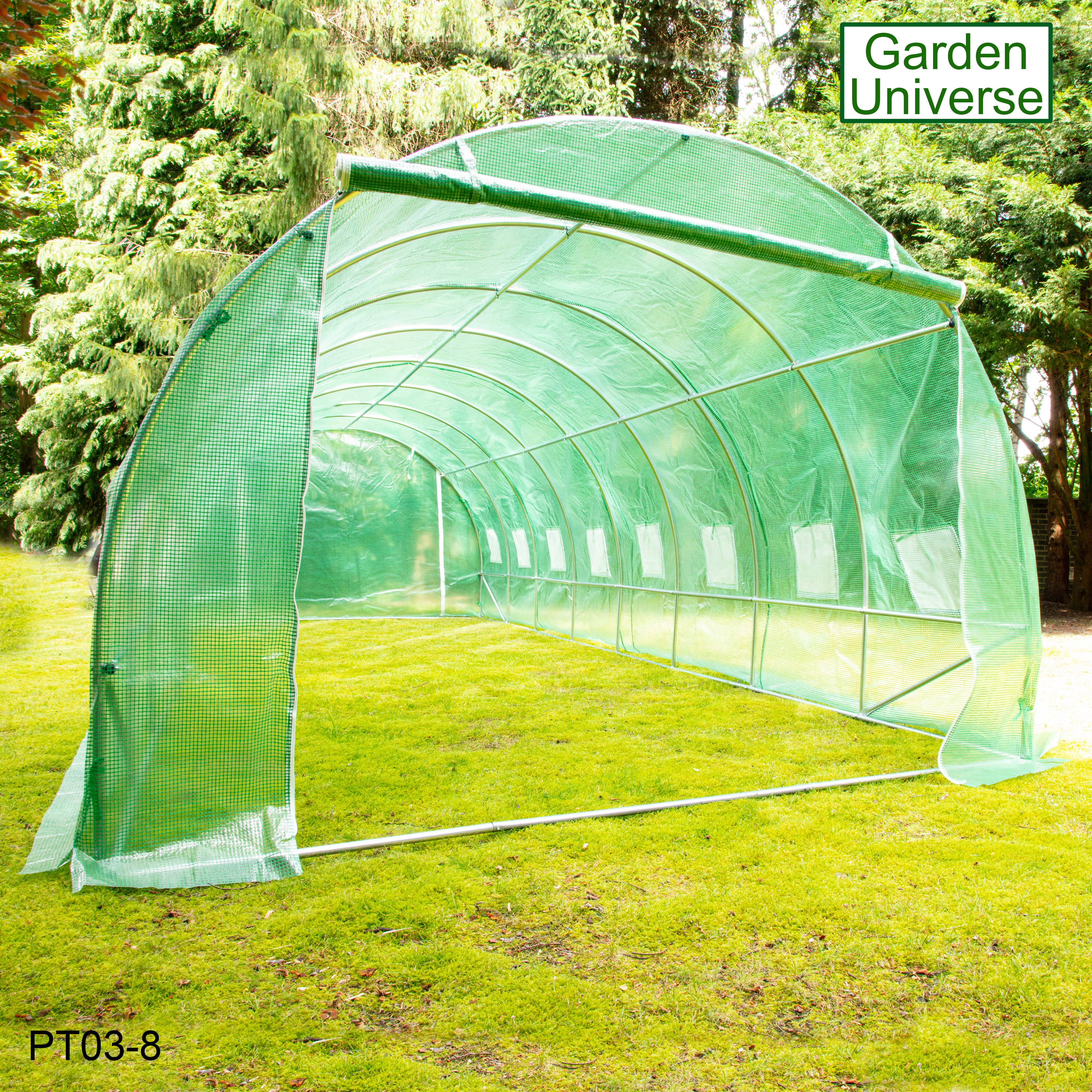 Polytunnel 3m x 8m with 25mm Galvanised Steel Frame PT03-8