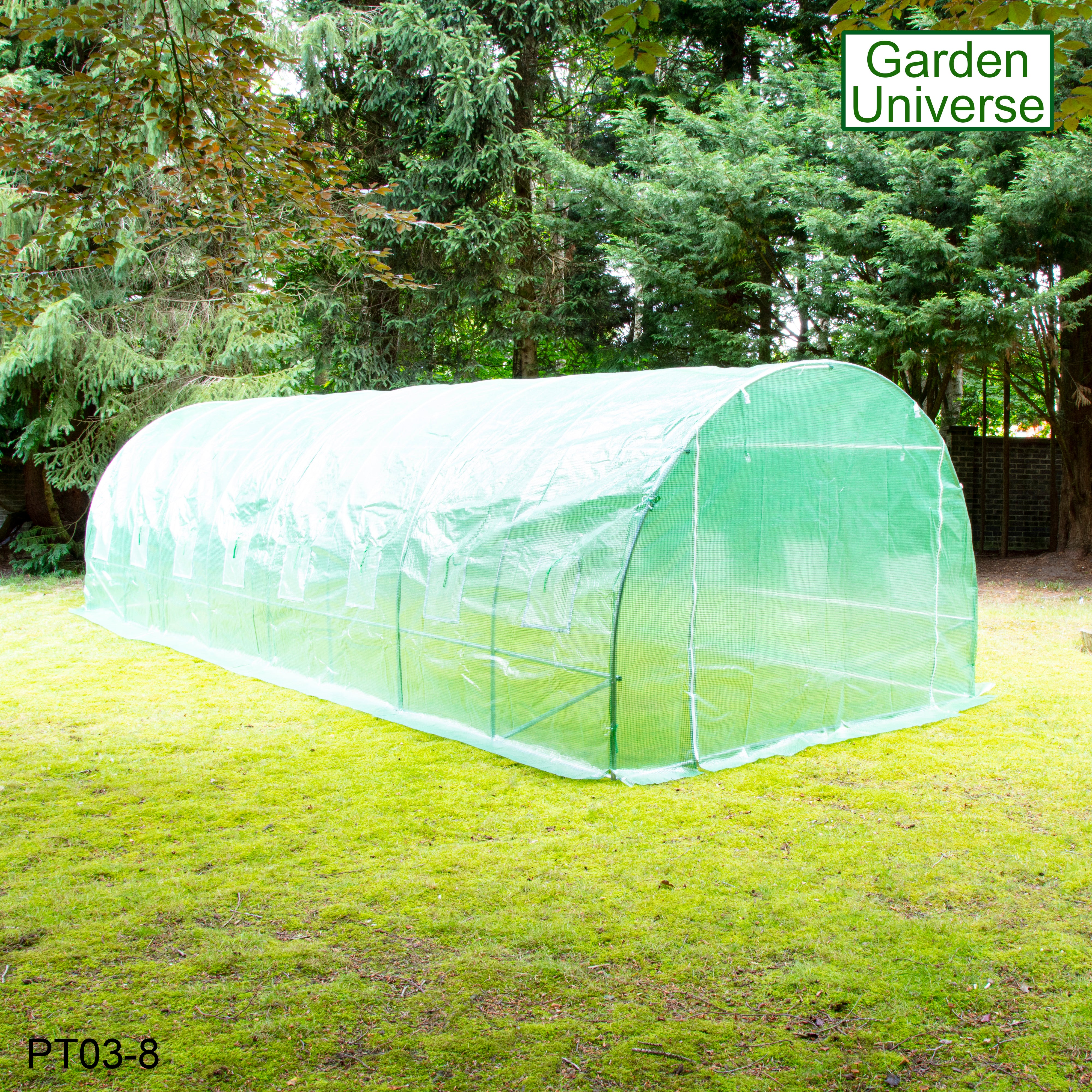 Polytunnel 3m x 8m with 25mm Galvanised Steel Frame PT03-8