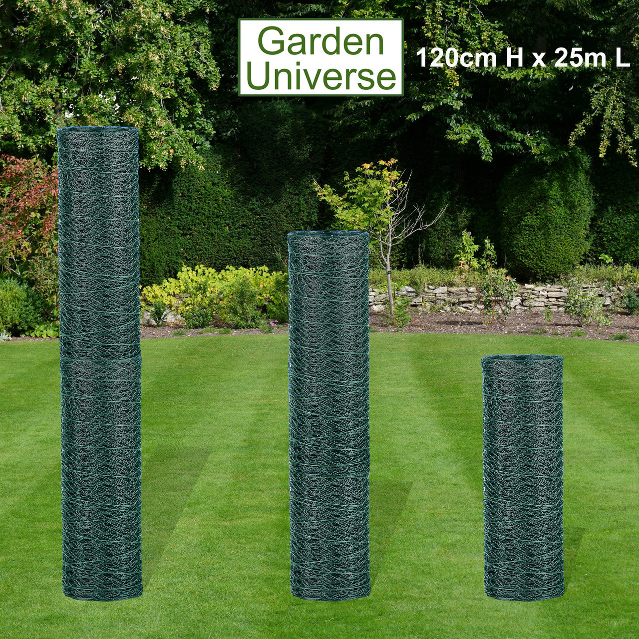 Chicken Wire PVC Coated Green W 120cm x L 25m Fence Aviary W04-14