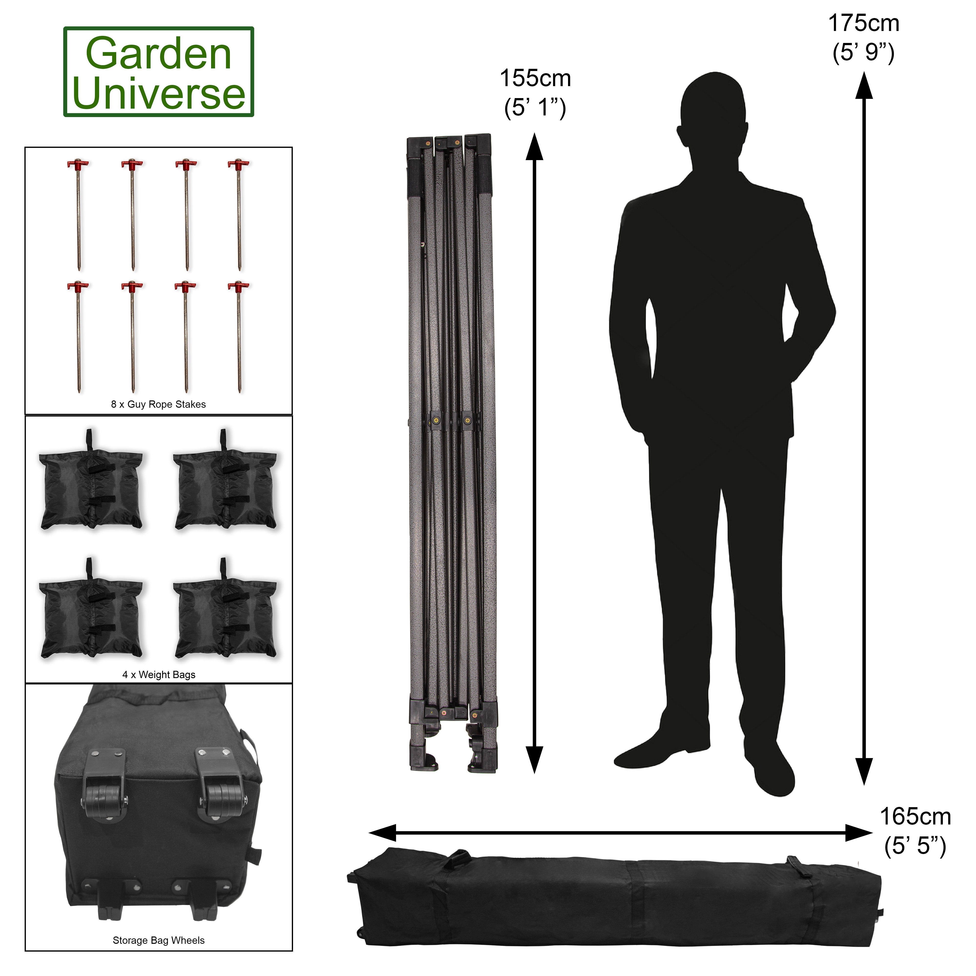 Gazebo 3m x 3m Commercial Grade Pop Up in Black with Heavy Duty Frame And Cover GAZ10-Black