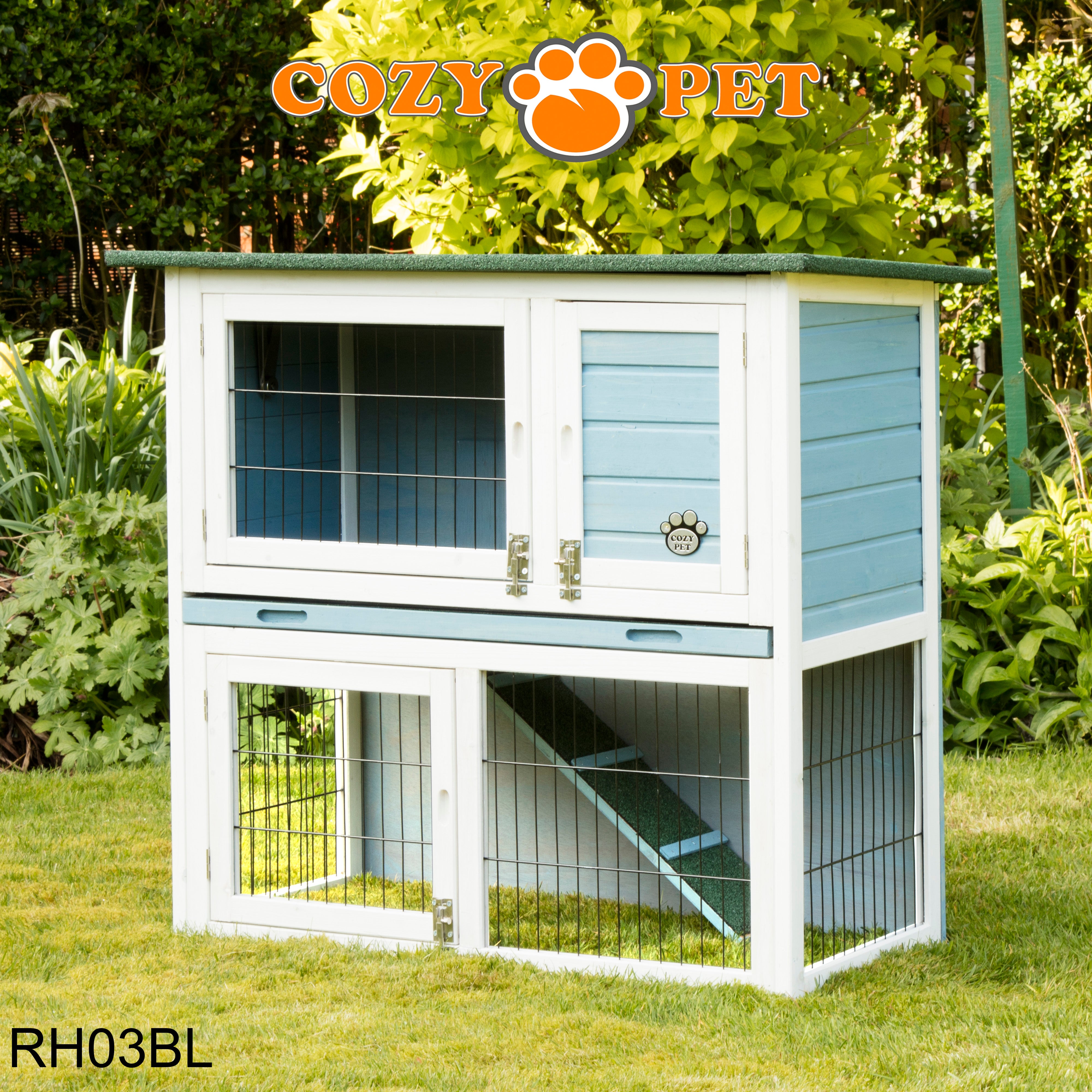 Rabbit Hutch 3ft - Blue - RH03BL + RH03C