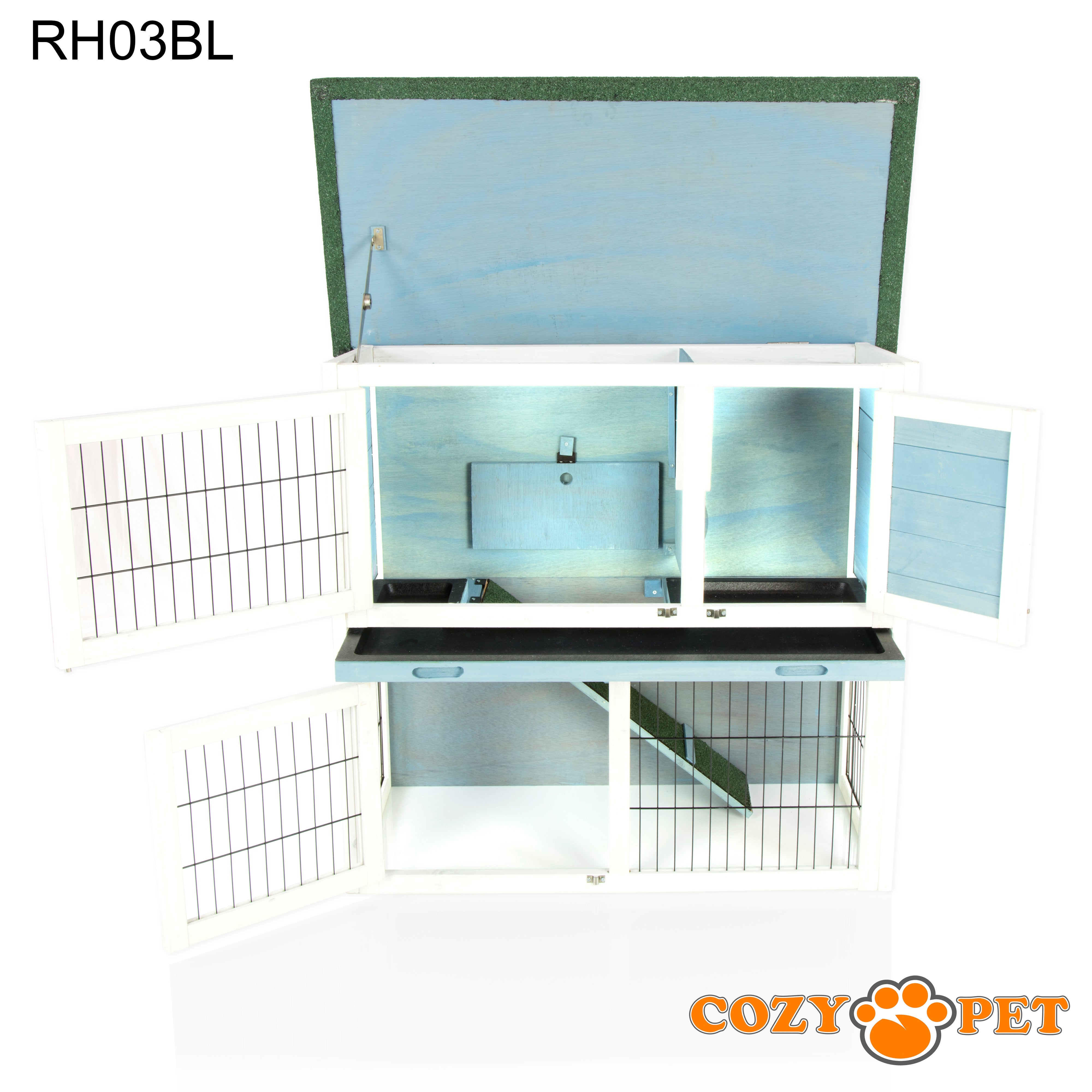 Rabbit Hutch 3ft - Blue - RH03BL + RH03C