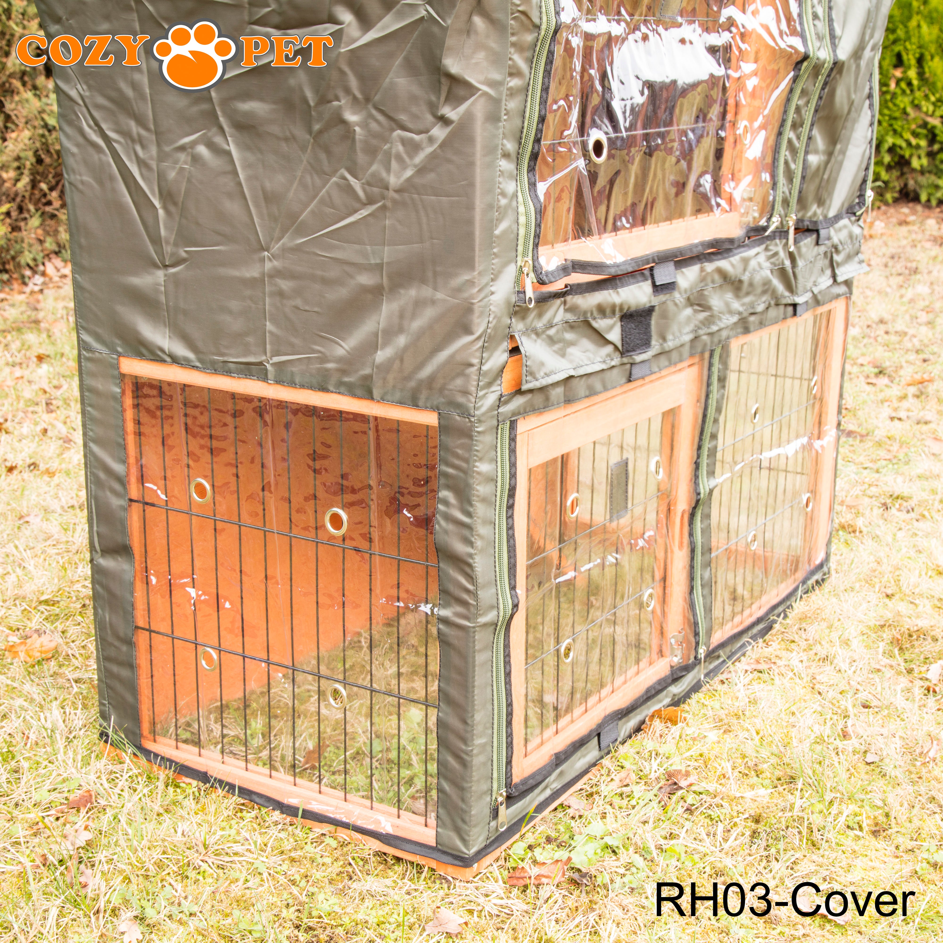 Rabbit Hutch 3ft - Grey and White with Cover - RH03GR + RH03C