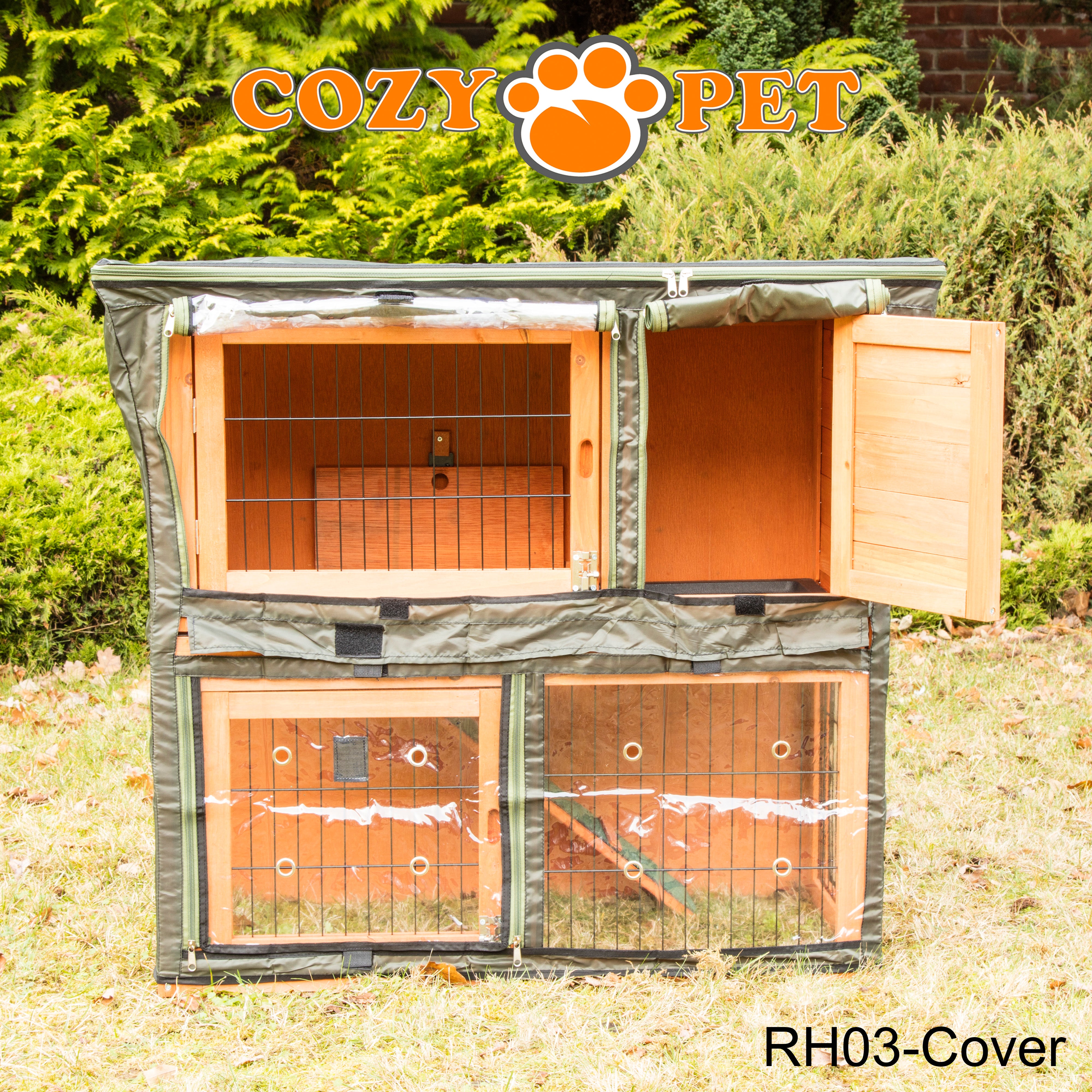 Rabbit Hutch 3ft - Grey and White with Cover - RH03GR + RH03C