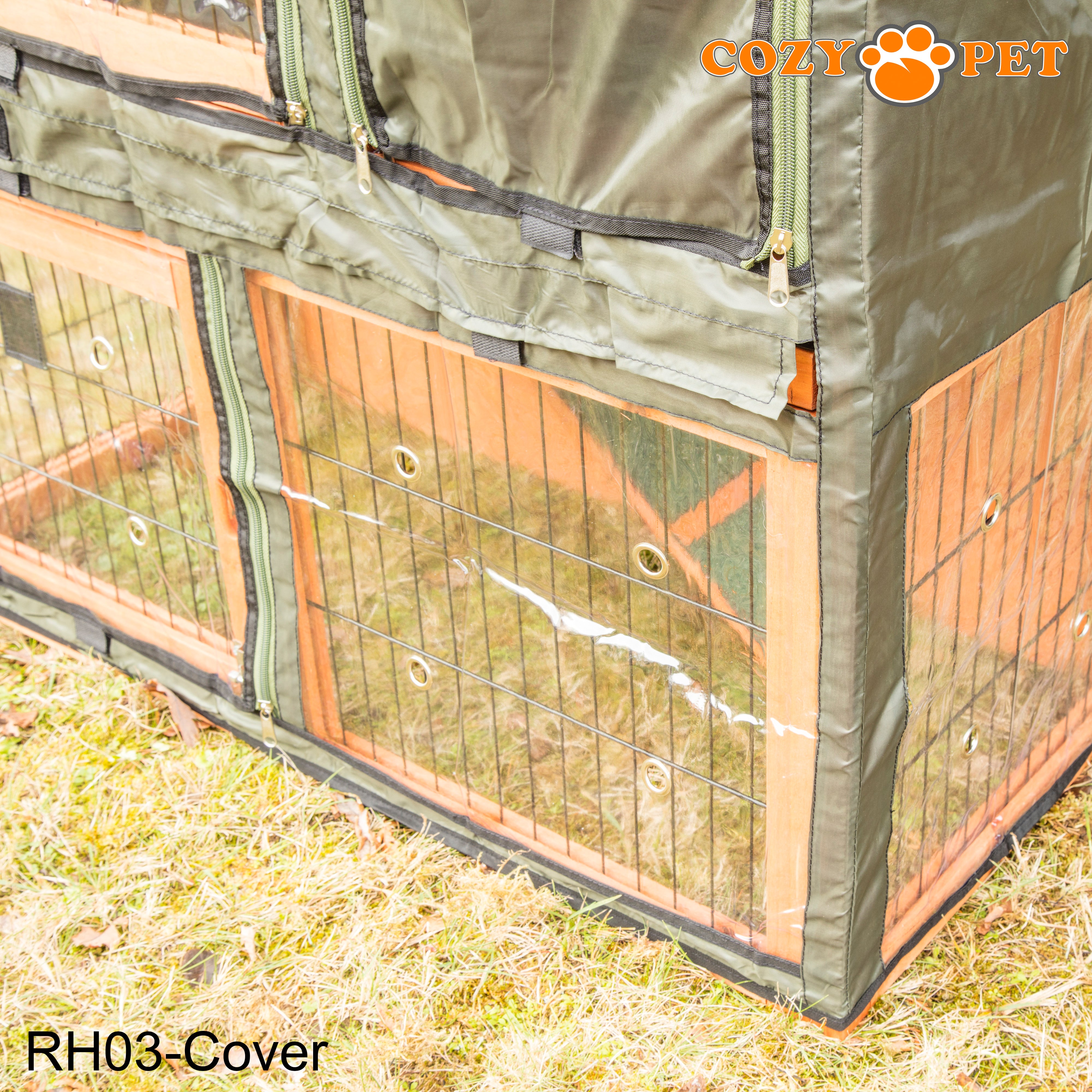 Rabbit Hutch 3ft - Grey and White with Cover - RH03GR + RH03C