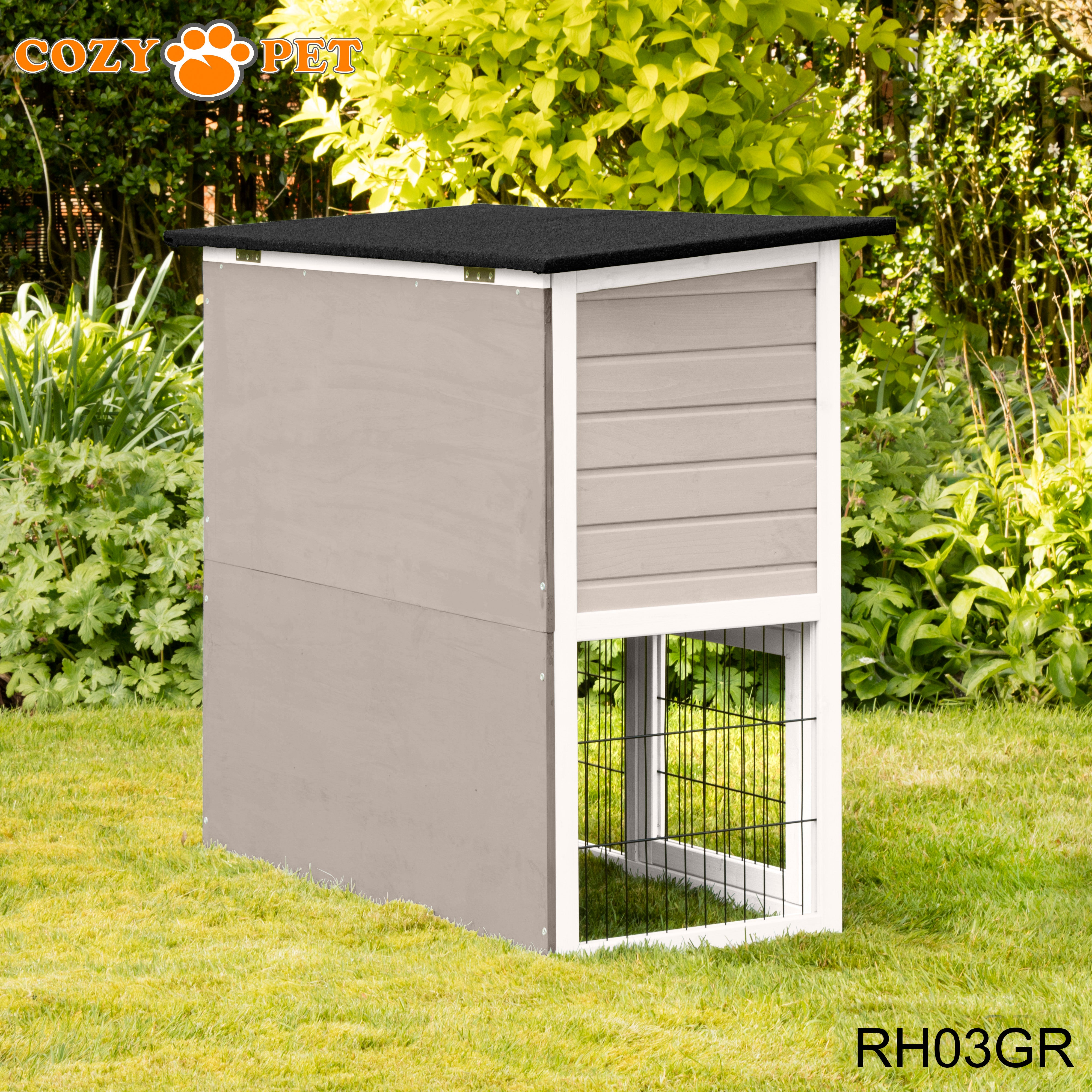 Rabbit Hutch 3ft - Grey and White - RH03GR