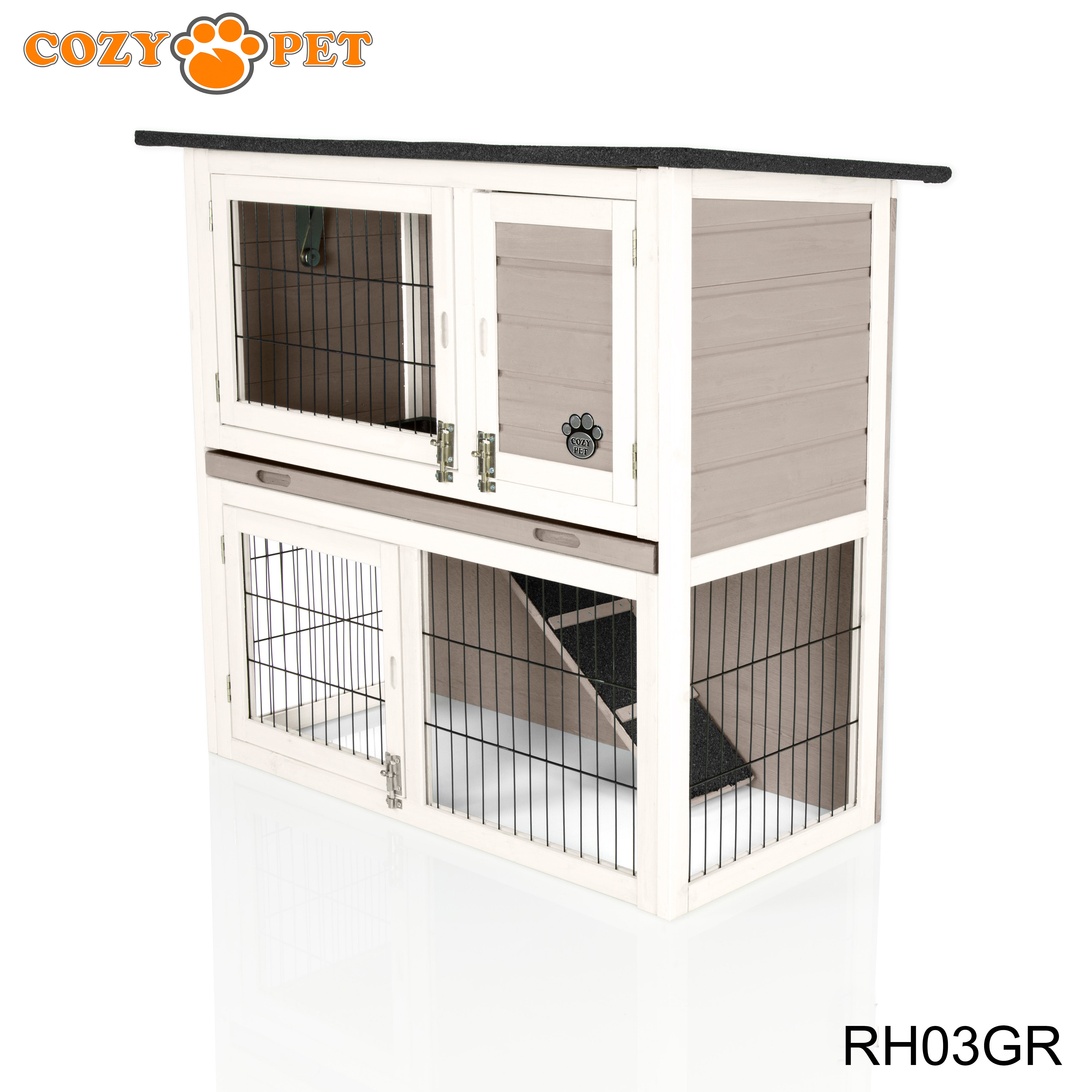 Rabbit Hutch 3ft - Grey and White - RH03GR