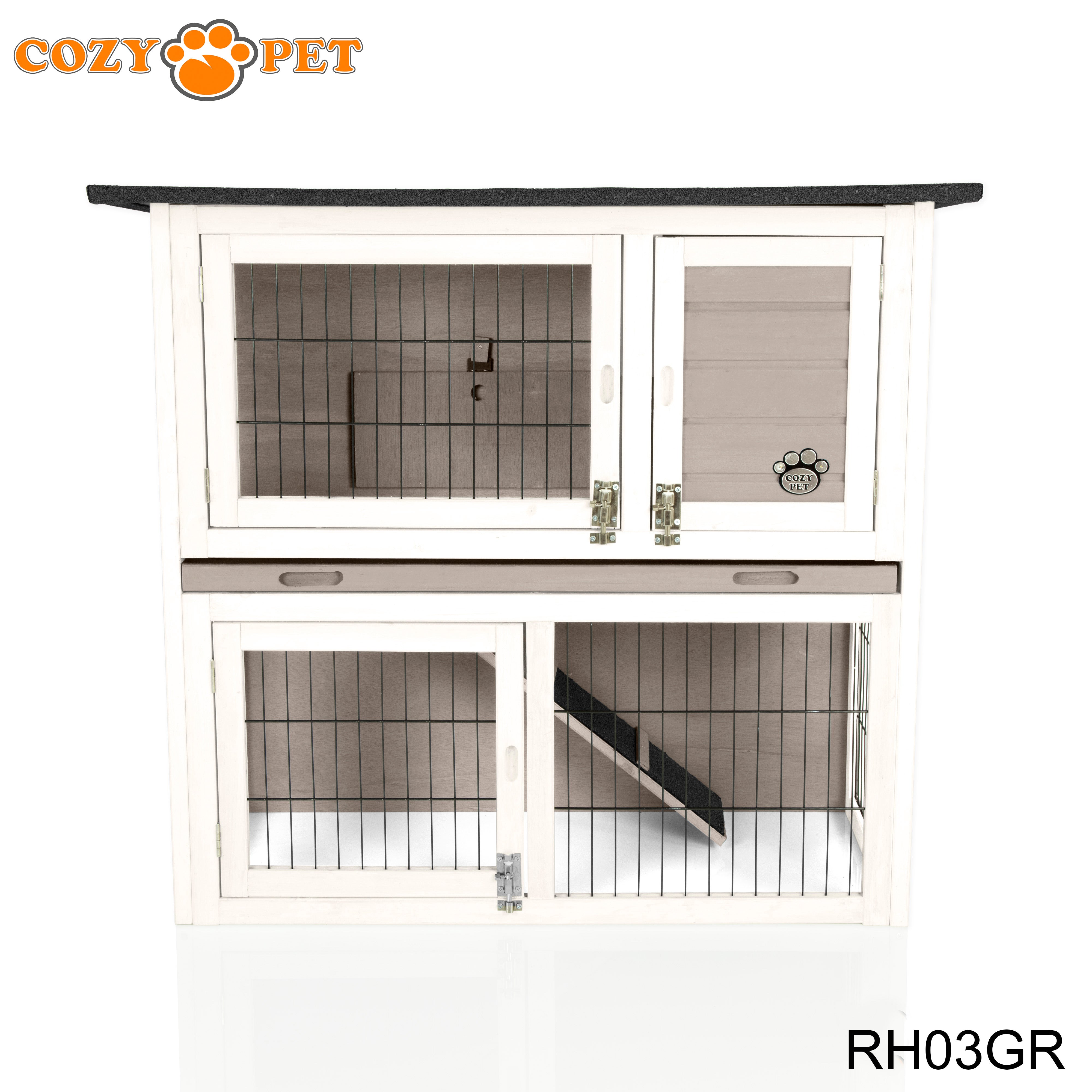 Rabbit Hutch 3ft - Grey and White - RH03GR