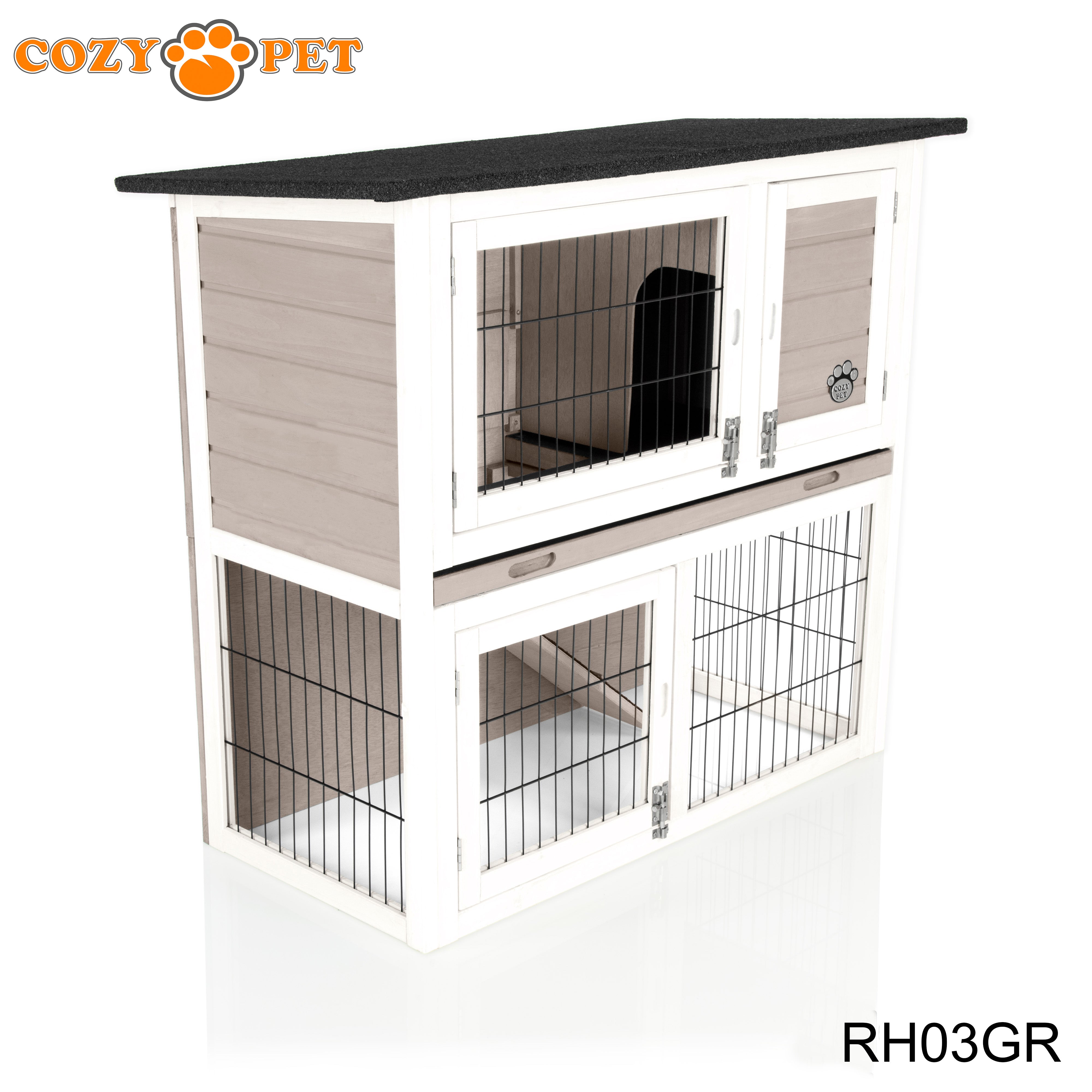 Rabbit Hutch 3ft - Grey and White - RH03GR