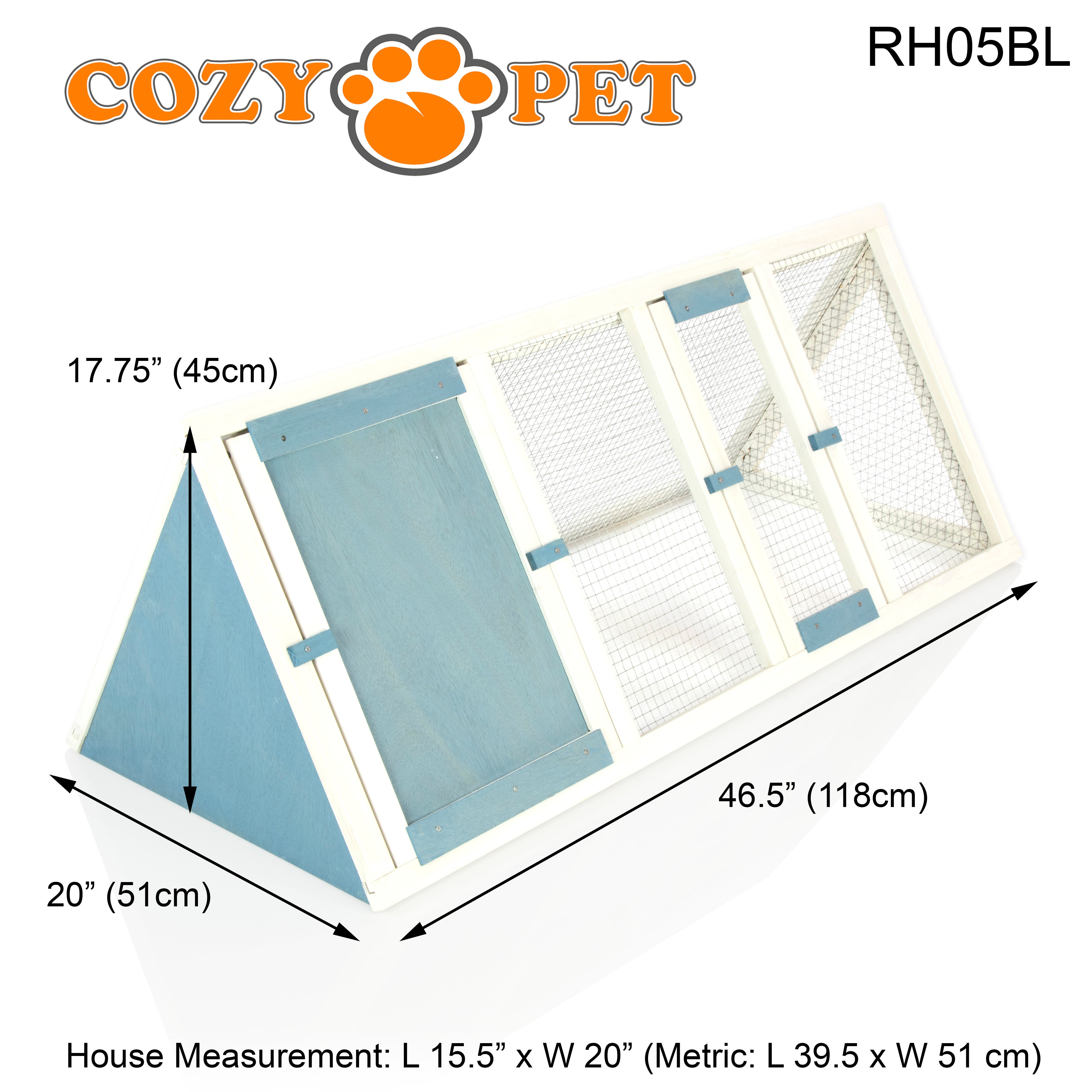 Rabbit Hutch with Run Triangular - Blue - RH05BL