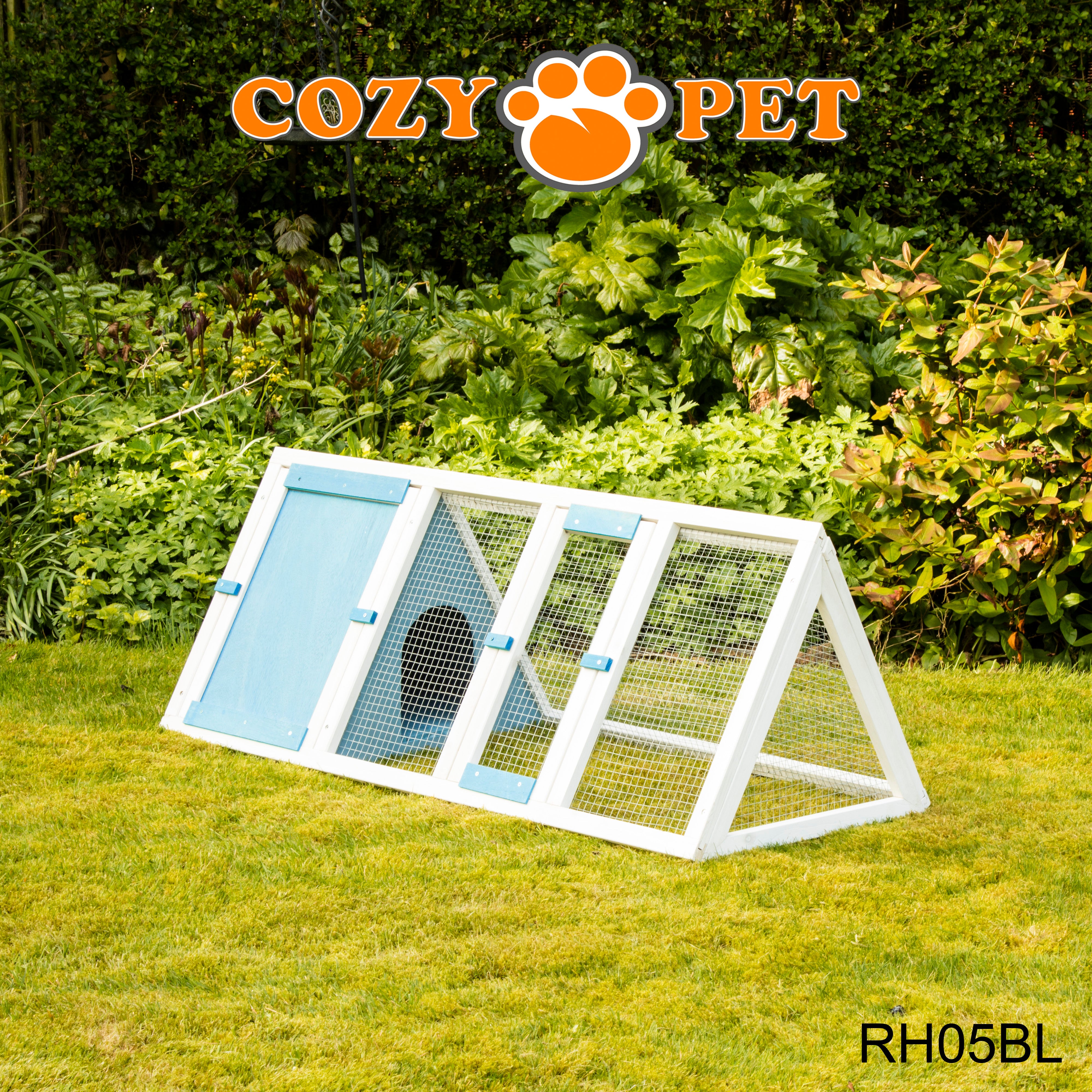 Rabbit Hutch with Run Triangular - Blue - RH05BL