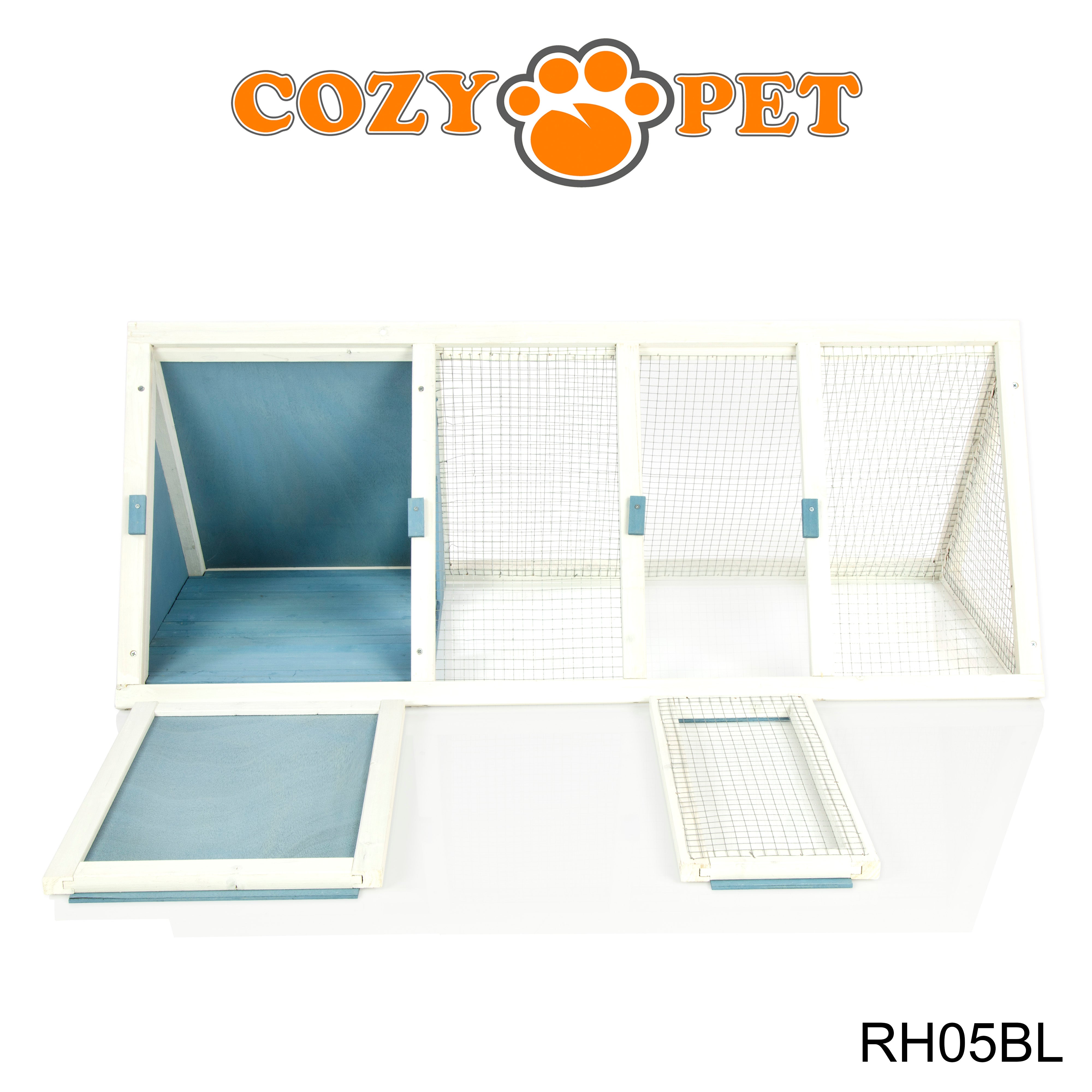 Rabbit Hutch with Run Triangular - Blue - RH05BL