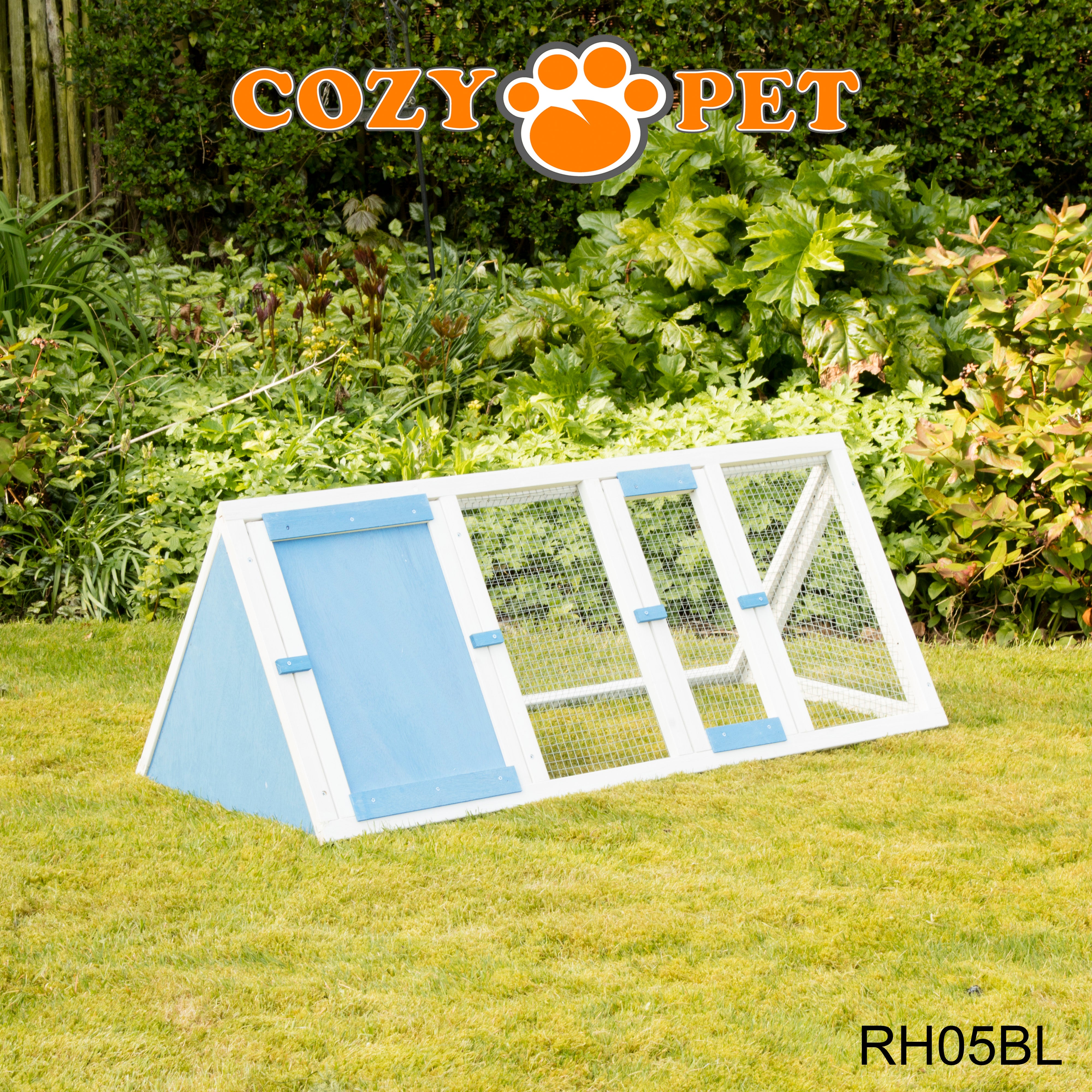 Rabbit Hutch with Run Triangular - Blue - RH05BL