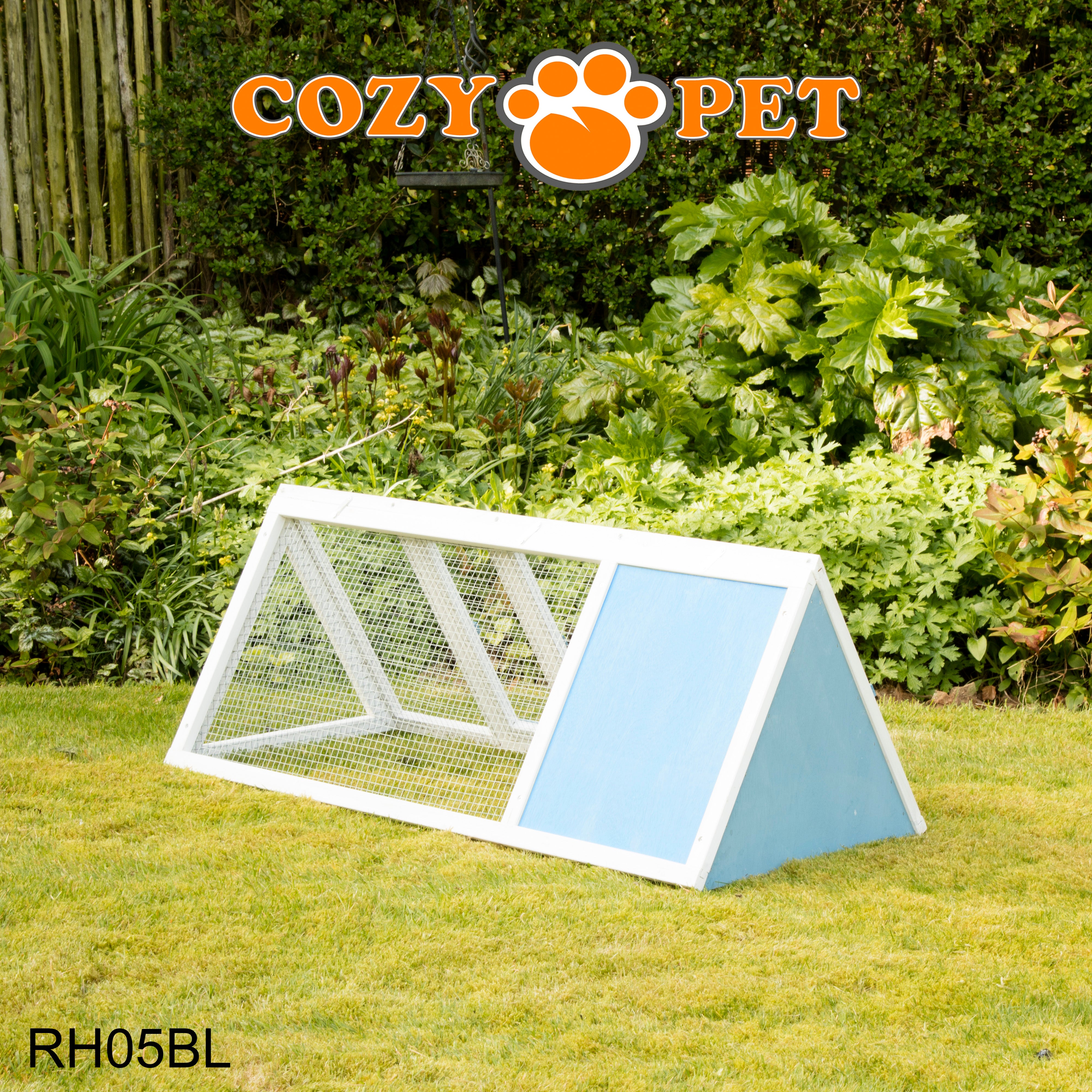 Rabbit Hutch with Run Triangular - Blue - RH05BL