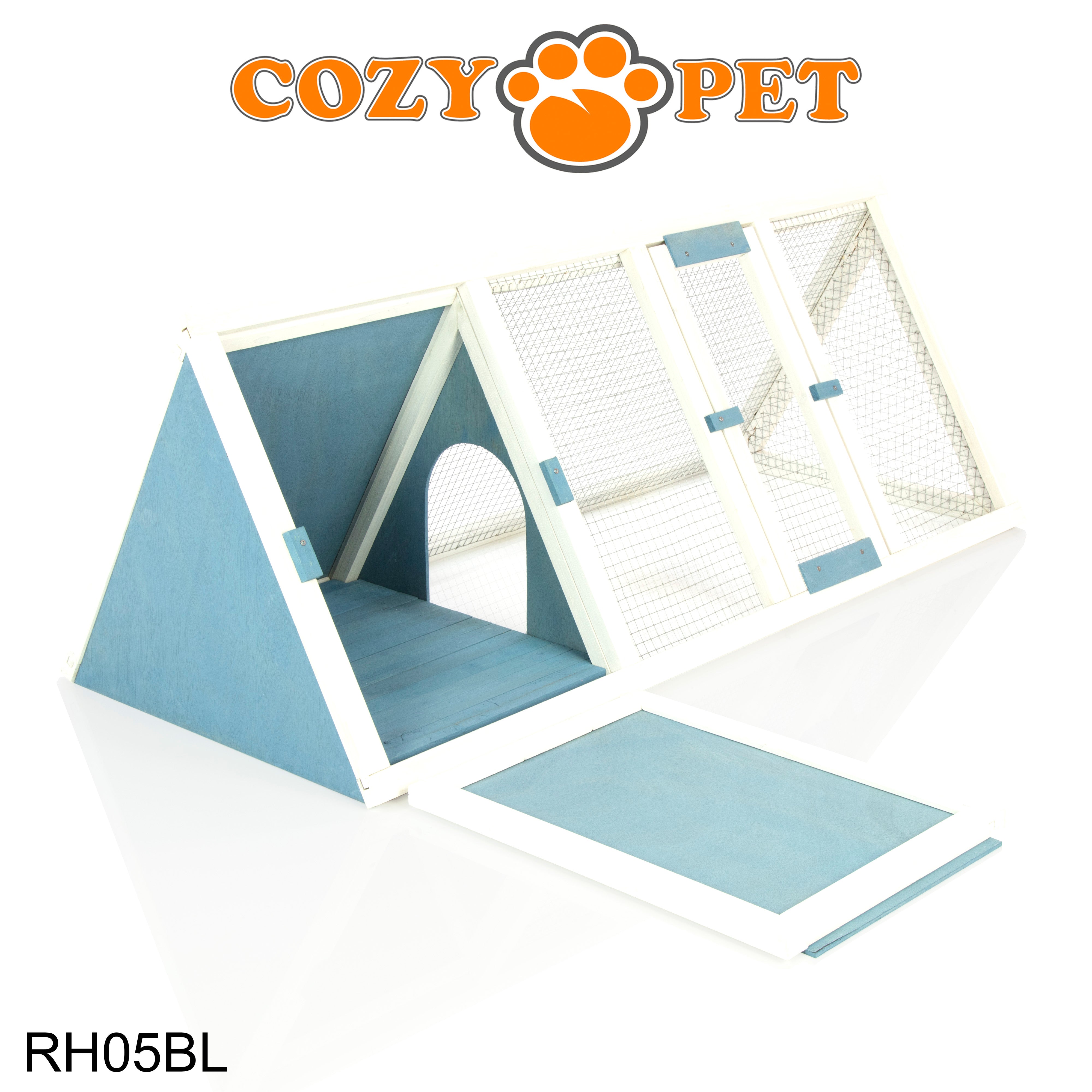 Rabbit Hutch with Run Triangular - Blue - RH05BL