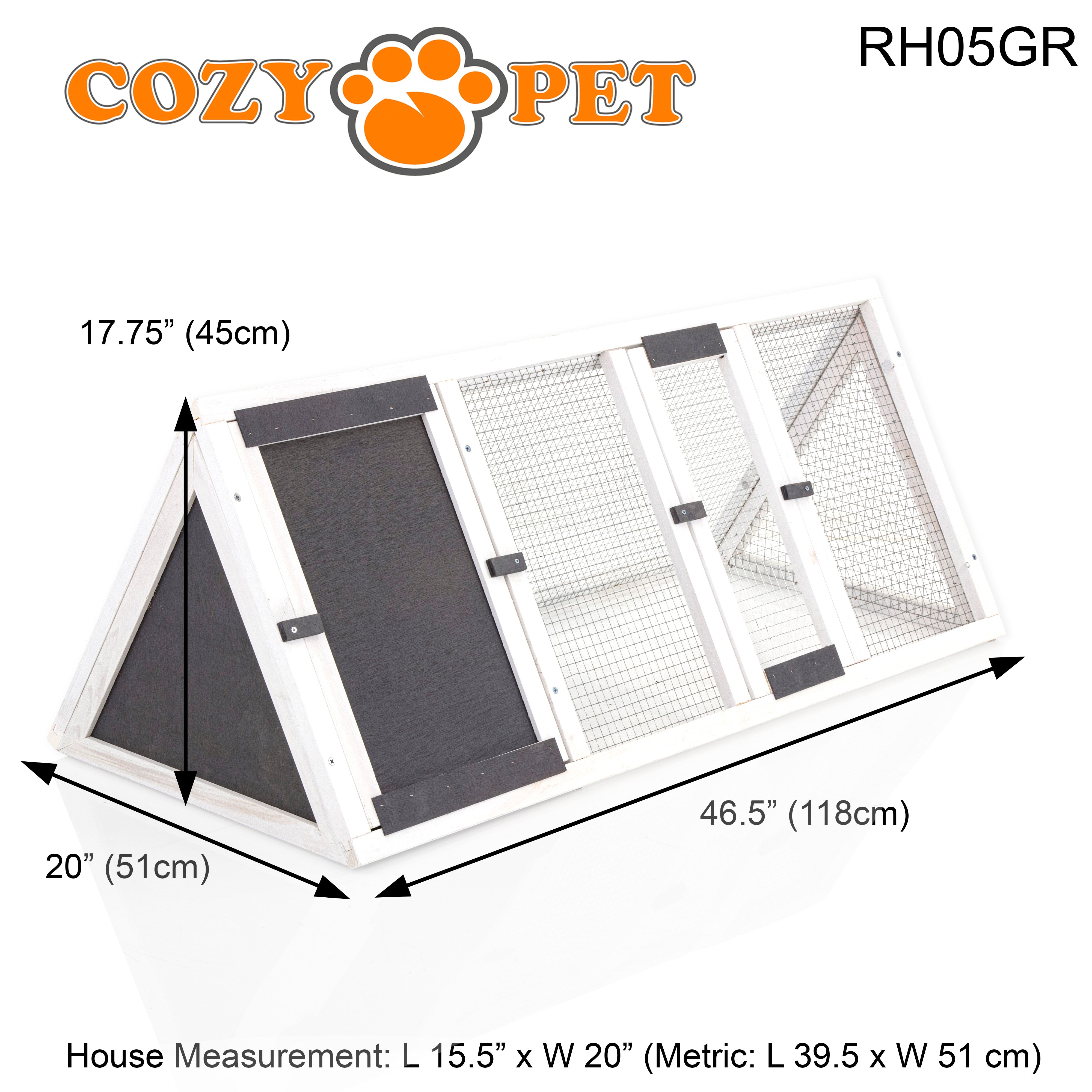 Rabbit Hutch with Run Triangular - Grey - RH05GR