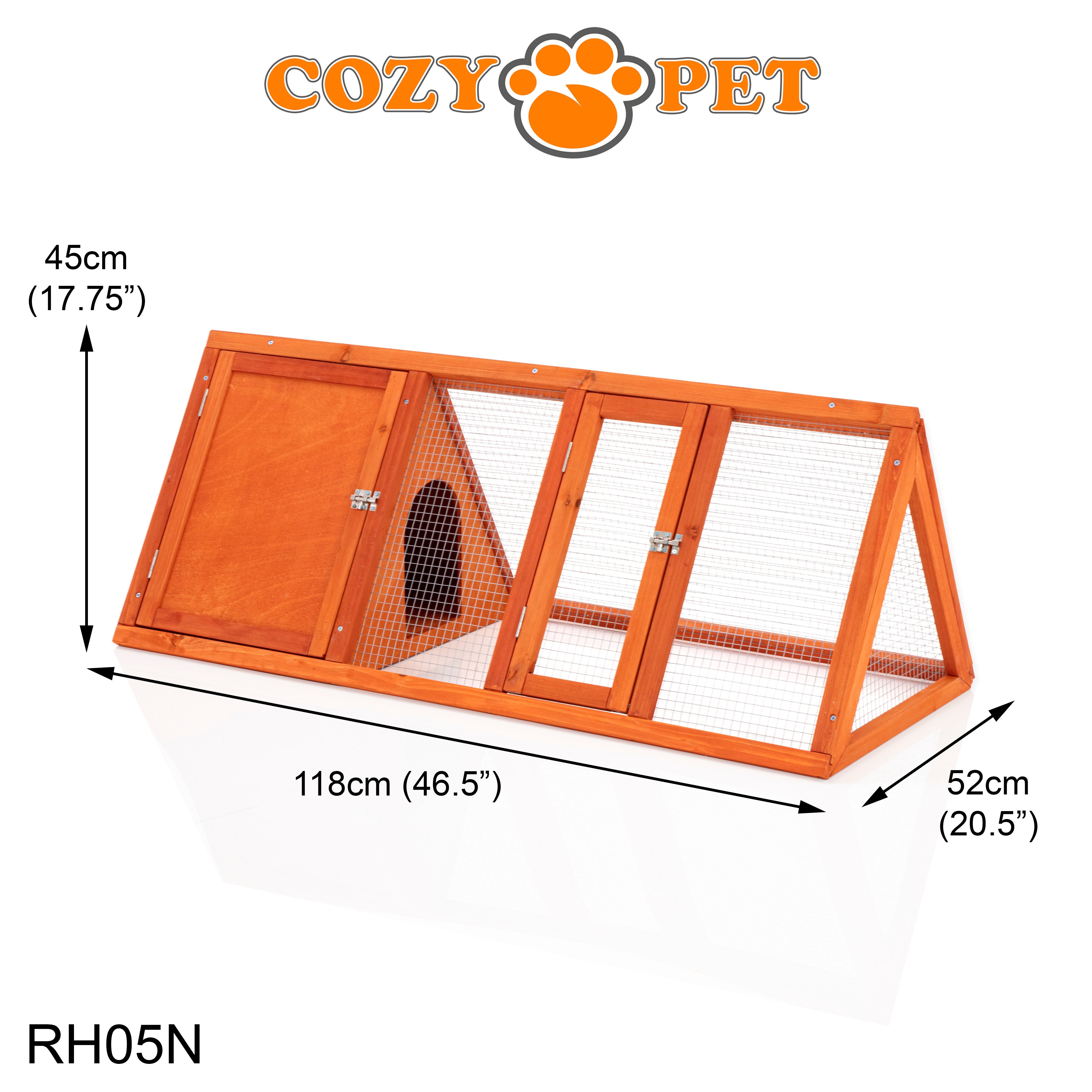 Rabbit Hutch with Run Triangular - Natural - RH05N