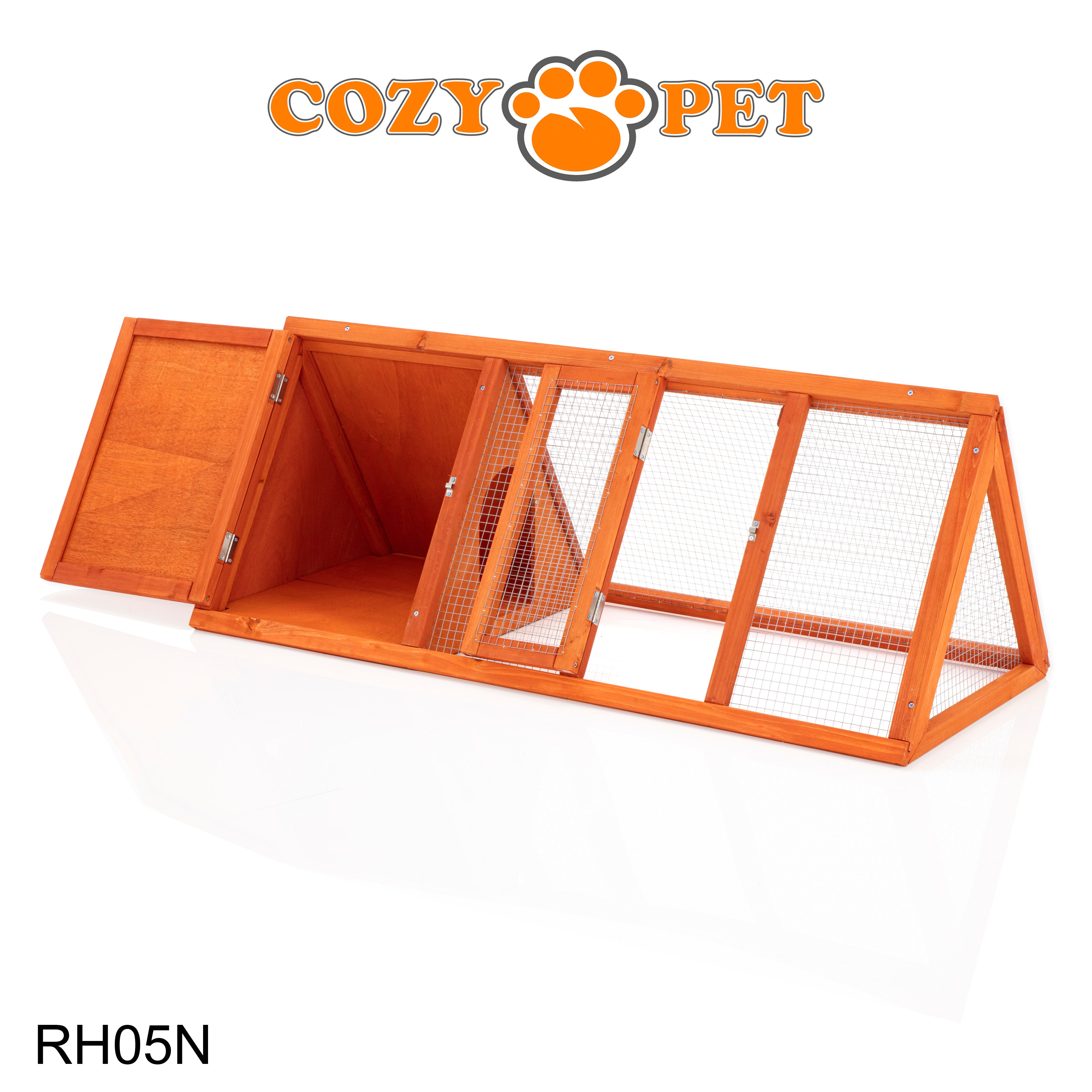 Rabbit Hutch with Run Triangular - Natural - RH05N