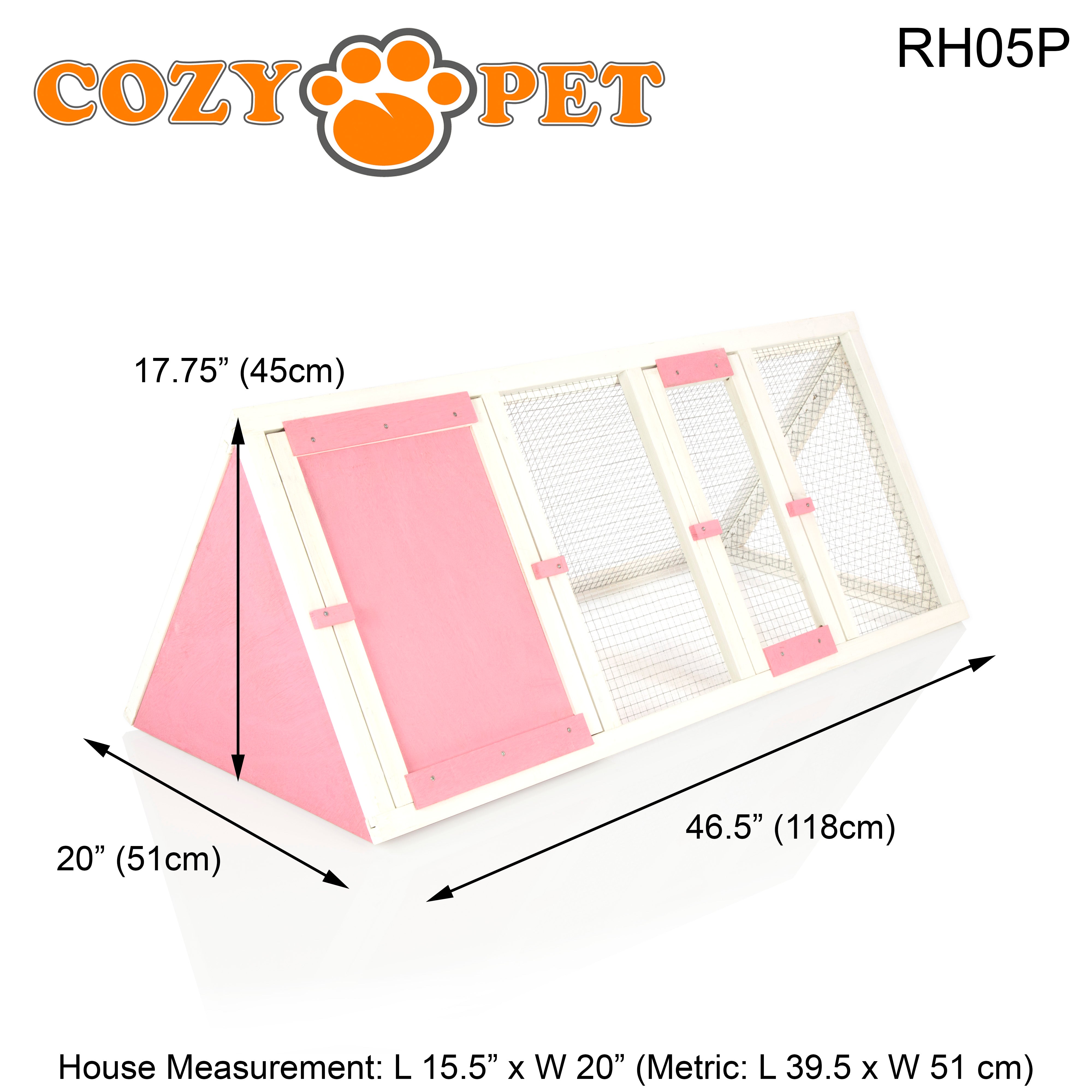 Rabbit Hutch with Run Triangular - Pink - RH05P