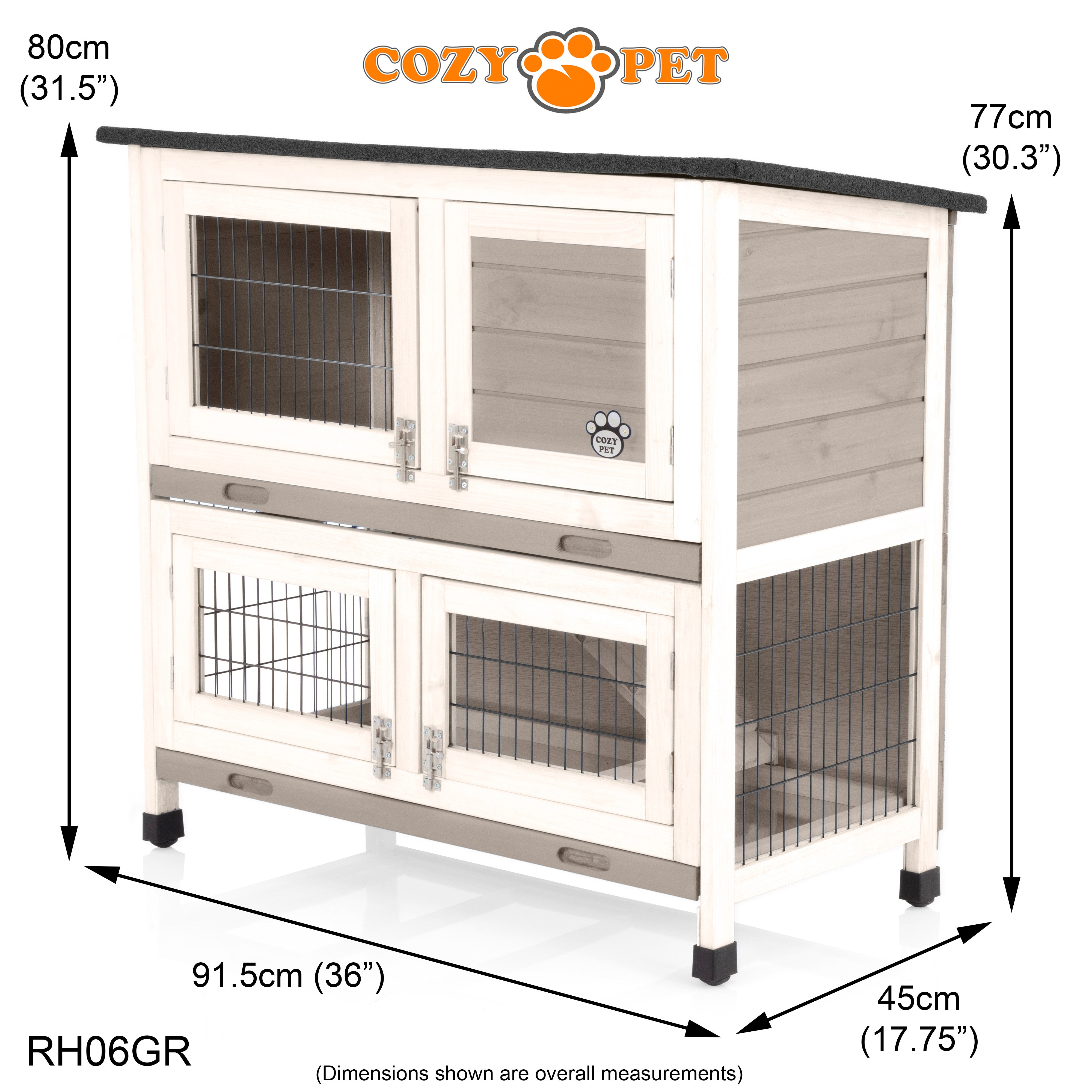 Rabbit Hutch 3ft - Grey and White - RH06GR