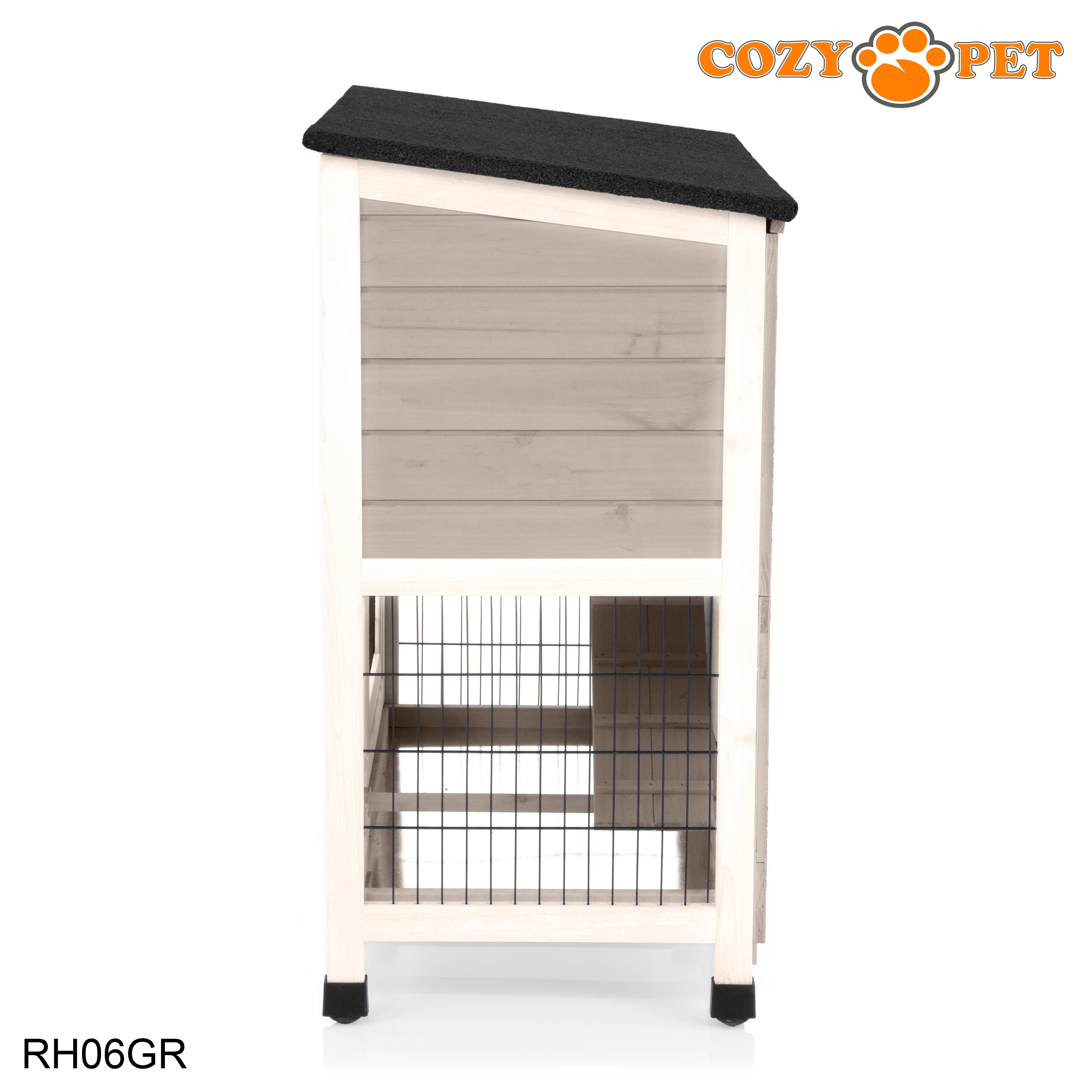 Rabbit Hutch 3ft in Grey and White with Cover - Grey - RH06GR + RH06C