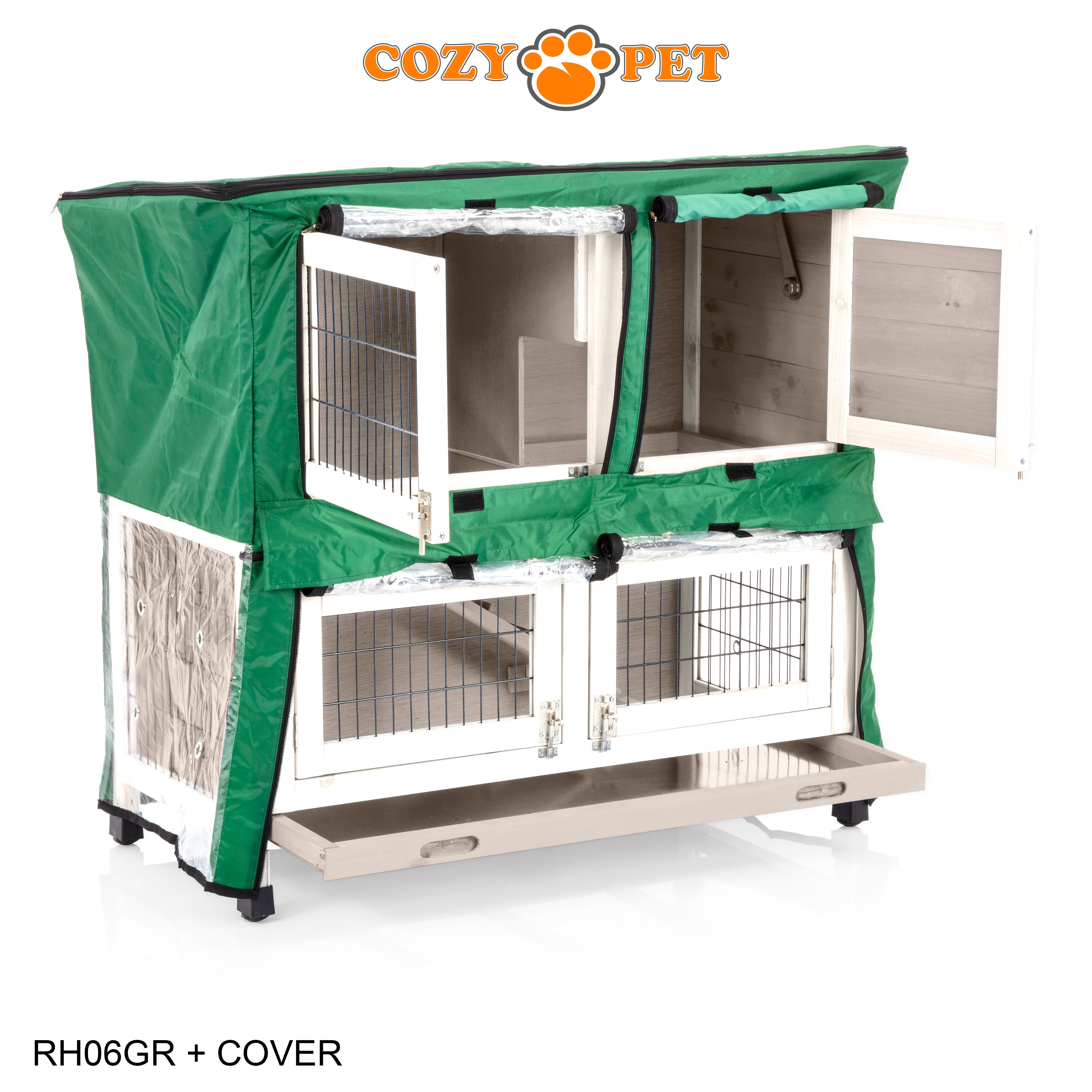 Rabbit Hutch 3ft in Grey and White with Cover - Grey - RH06GR + RH06C