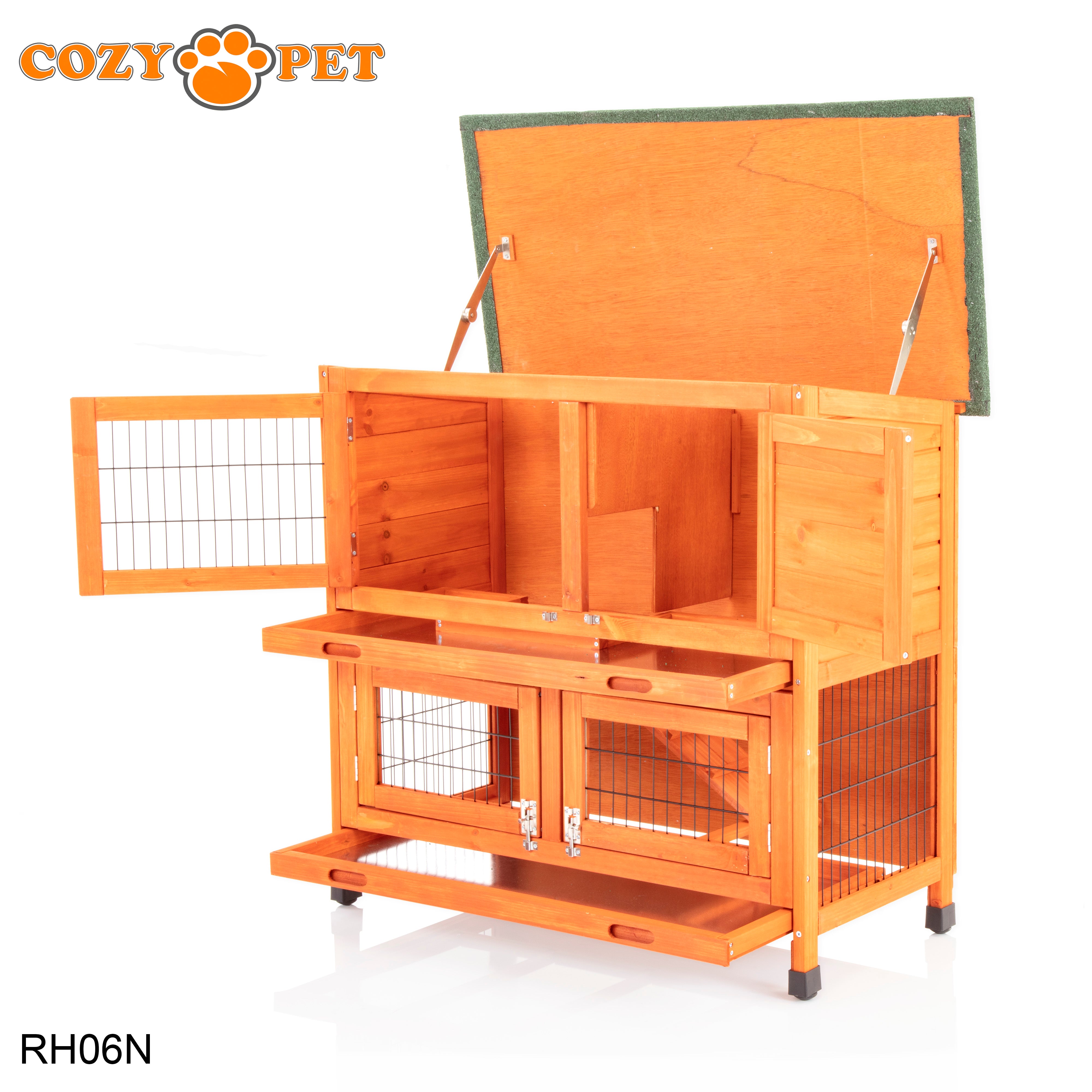 Rabbit Hutch 3ft in Natural with Cover - Natural - RH06N + RH06C